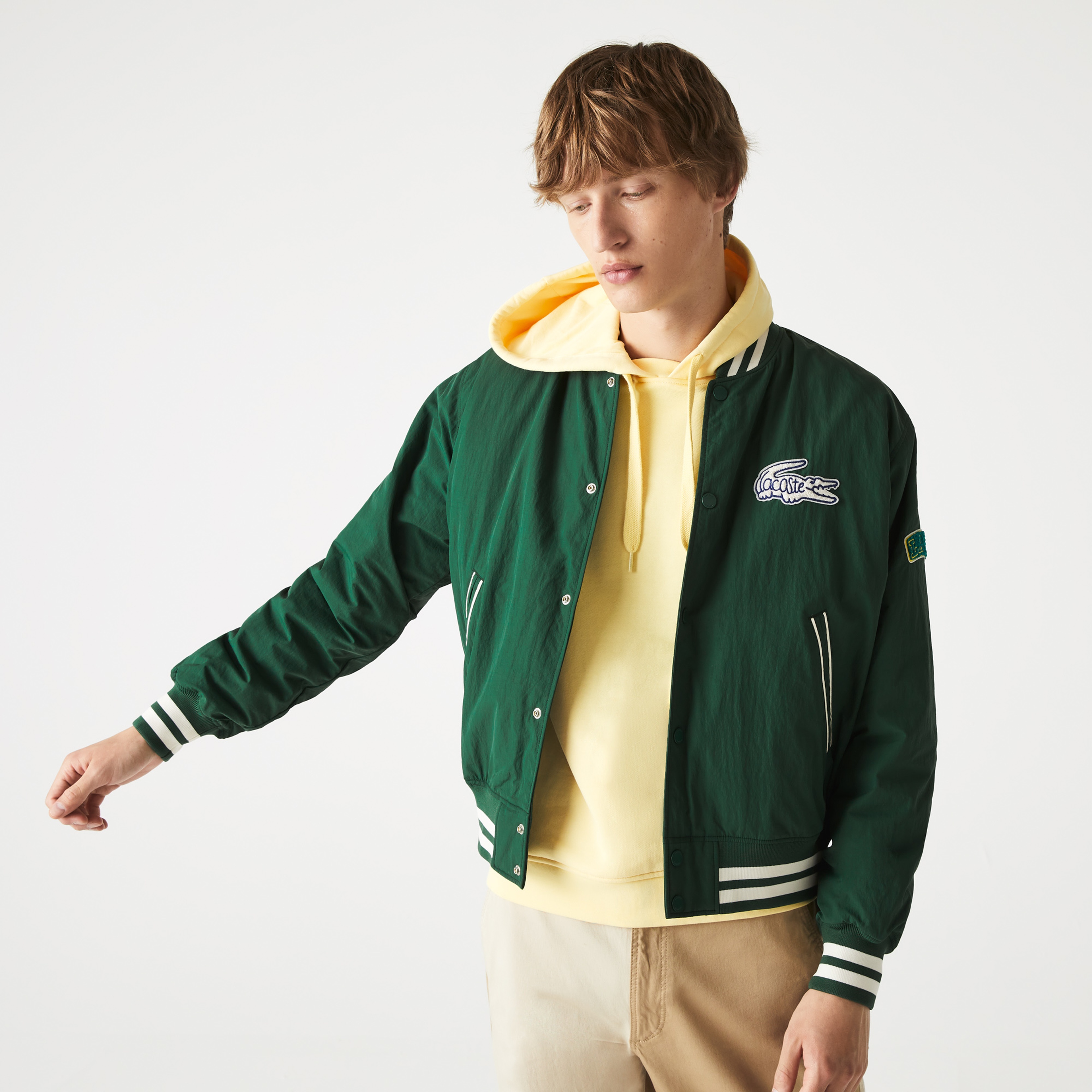 Lacoste L!VE Erkek Hakim Yaka Baskılı Yeşil Ceket