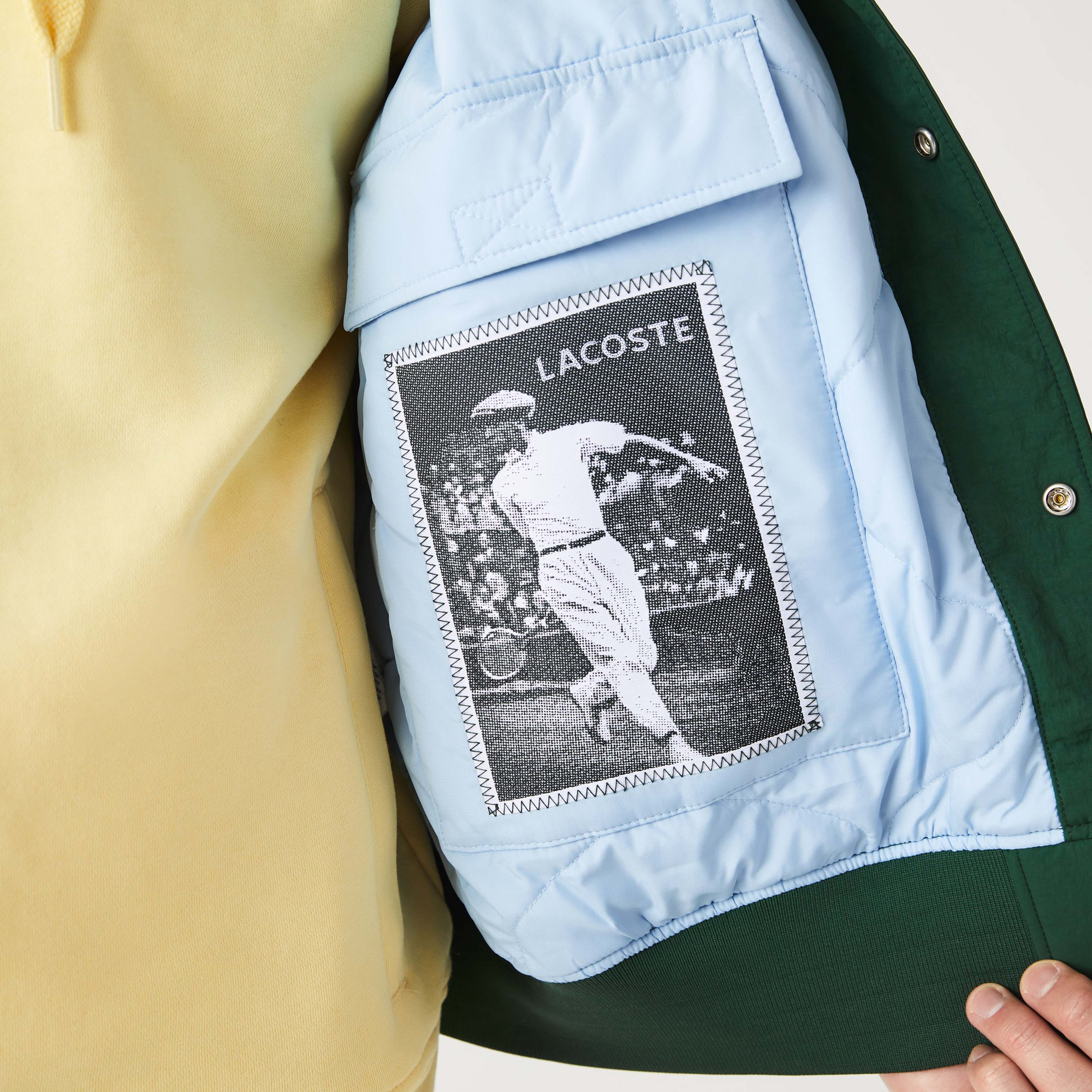 Lacoste L!VE Erkek Hakim Yaka Baskılı Yeşil Ceket