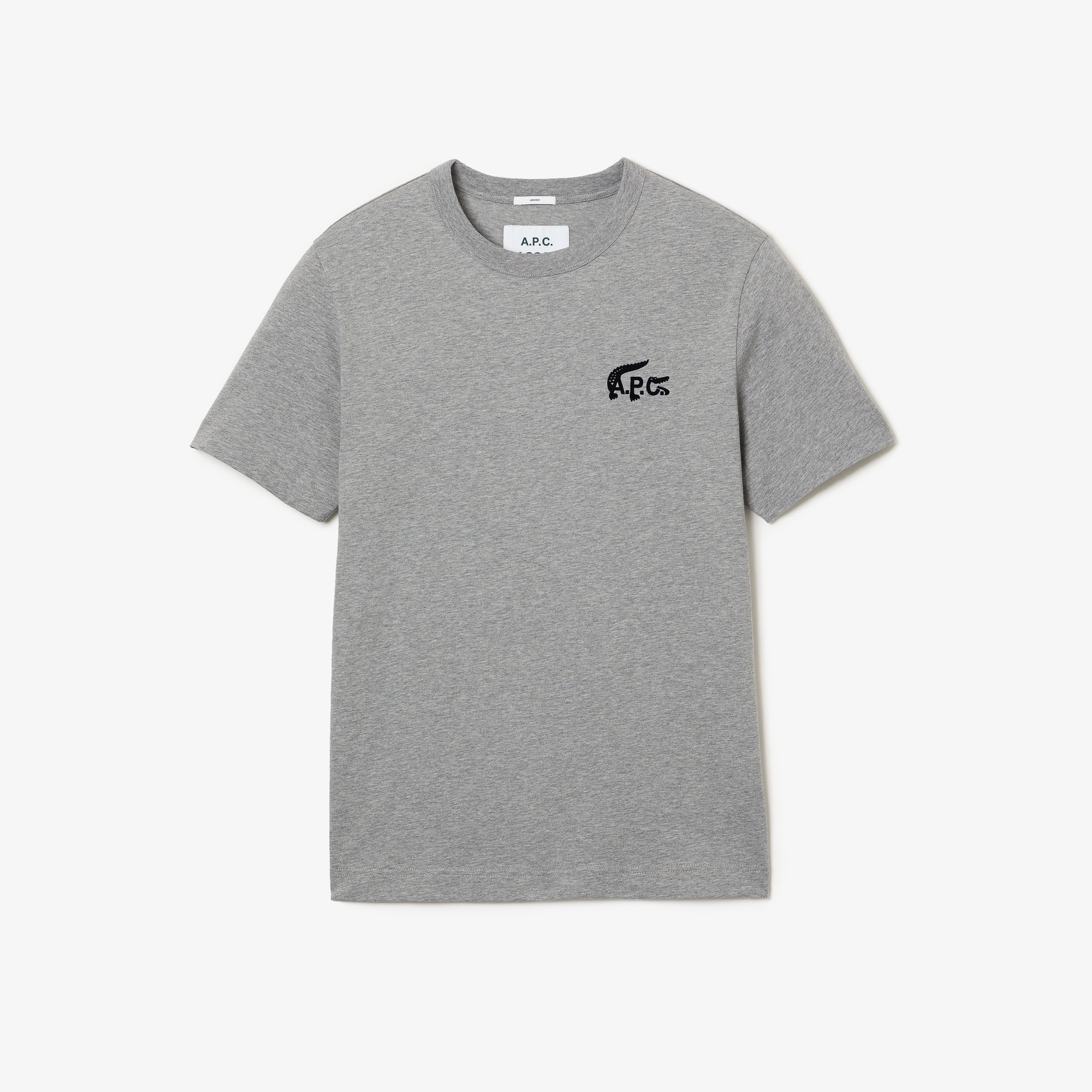 Lacoste X A.P.C Unisex Relaxed Fit Bisiklet Yaka Gri T-Shirt