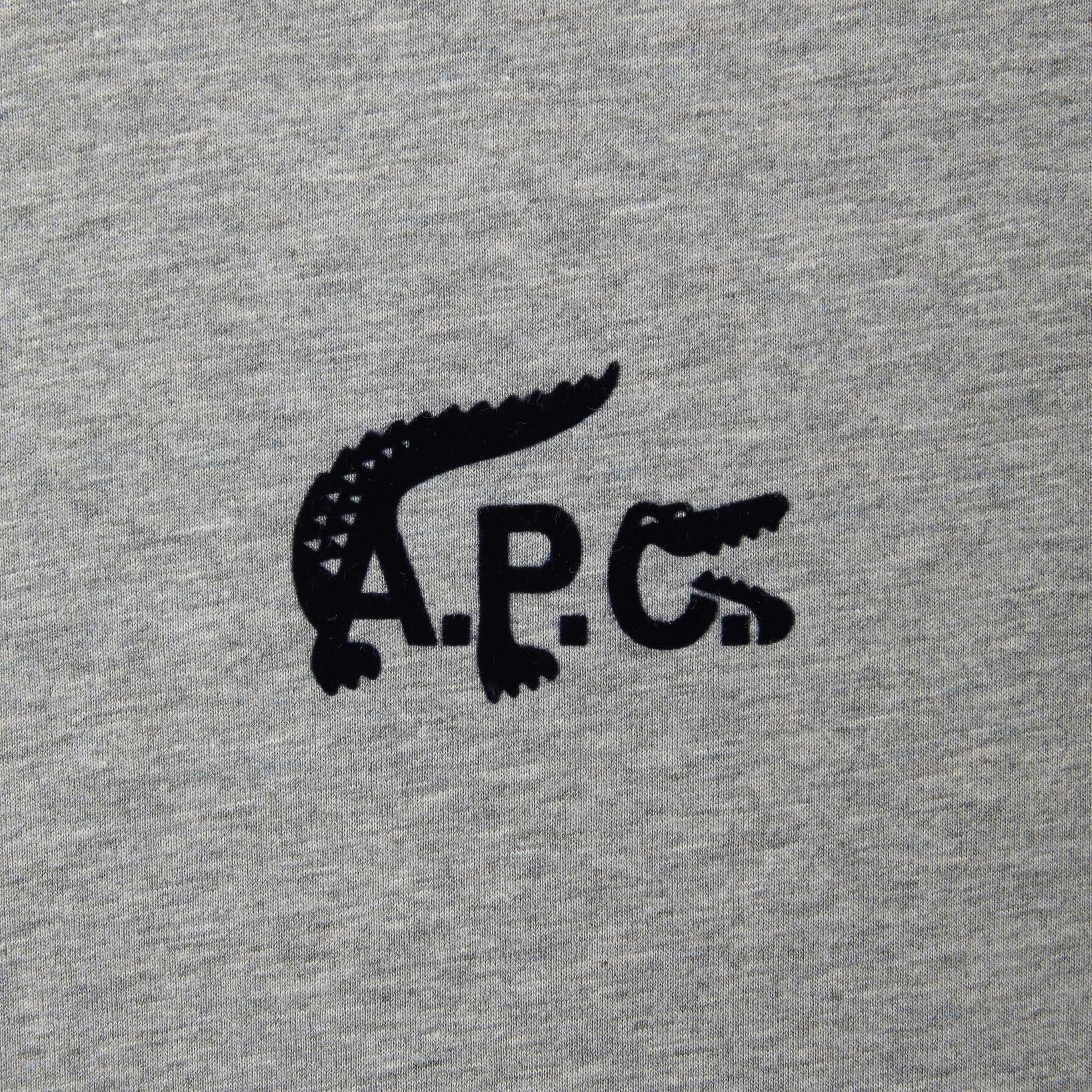 Lacoste X A.P.C Unisex Relaxed Fit Bisiklet Yaka Gri T-Shirt