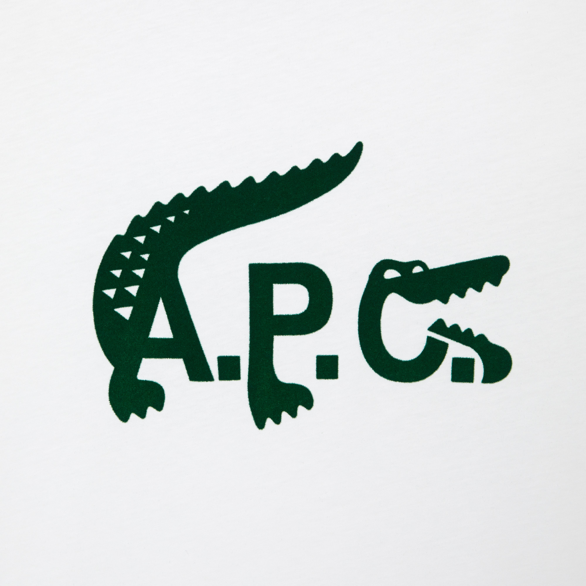 Lacoste X A.P.C Unisex Relaxed Fit Bisiklet Yaka Baskılı Beyaz T-Shirt