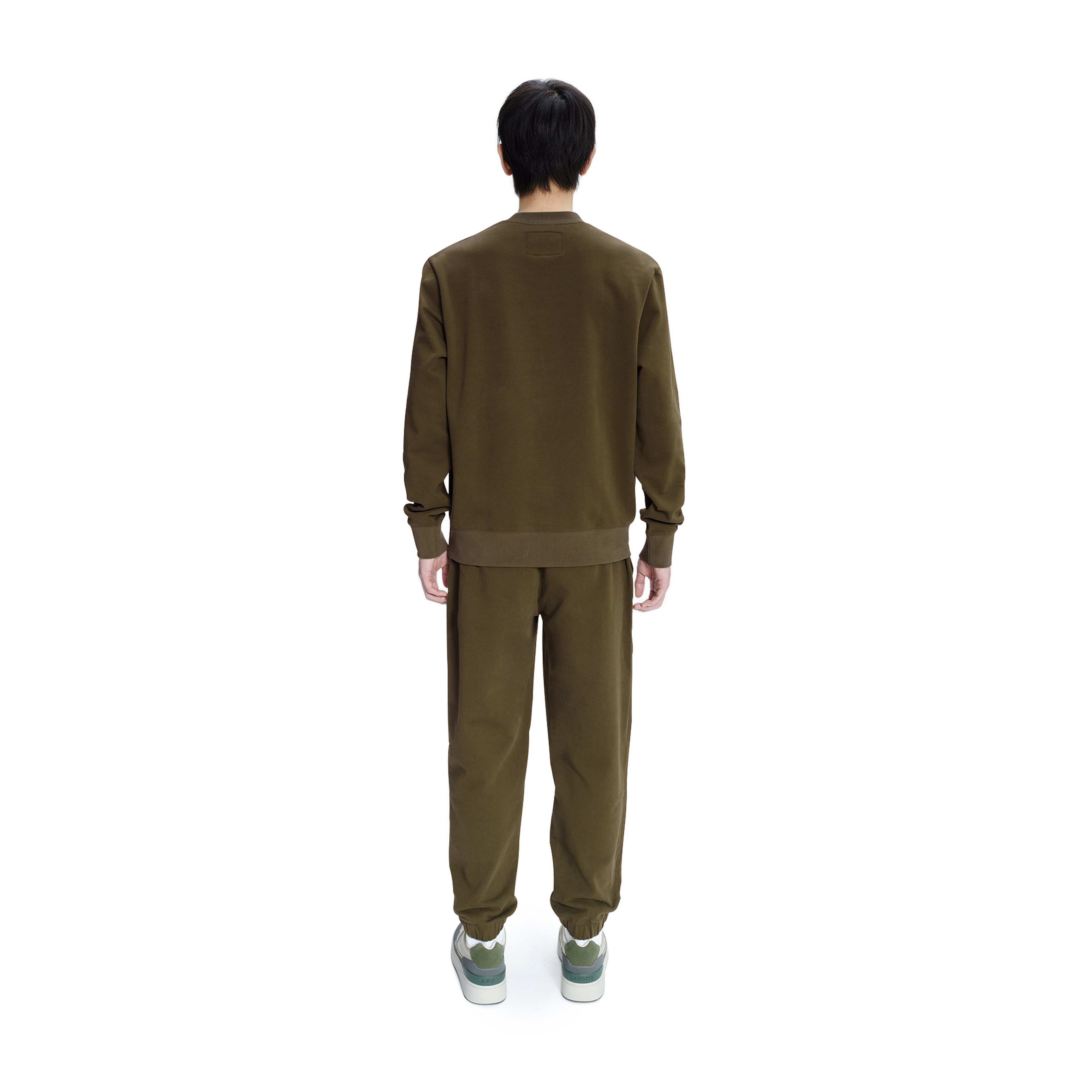 Lacoste X A.P.C Unisex Relaxed Fit Bisiklet Yaka Baskılı Haki Sweatshirt