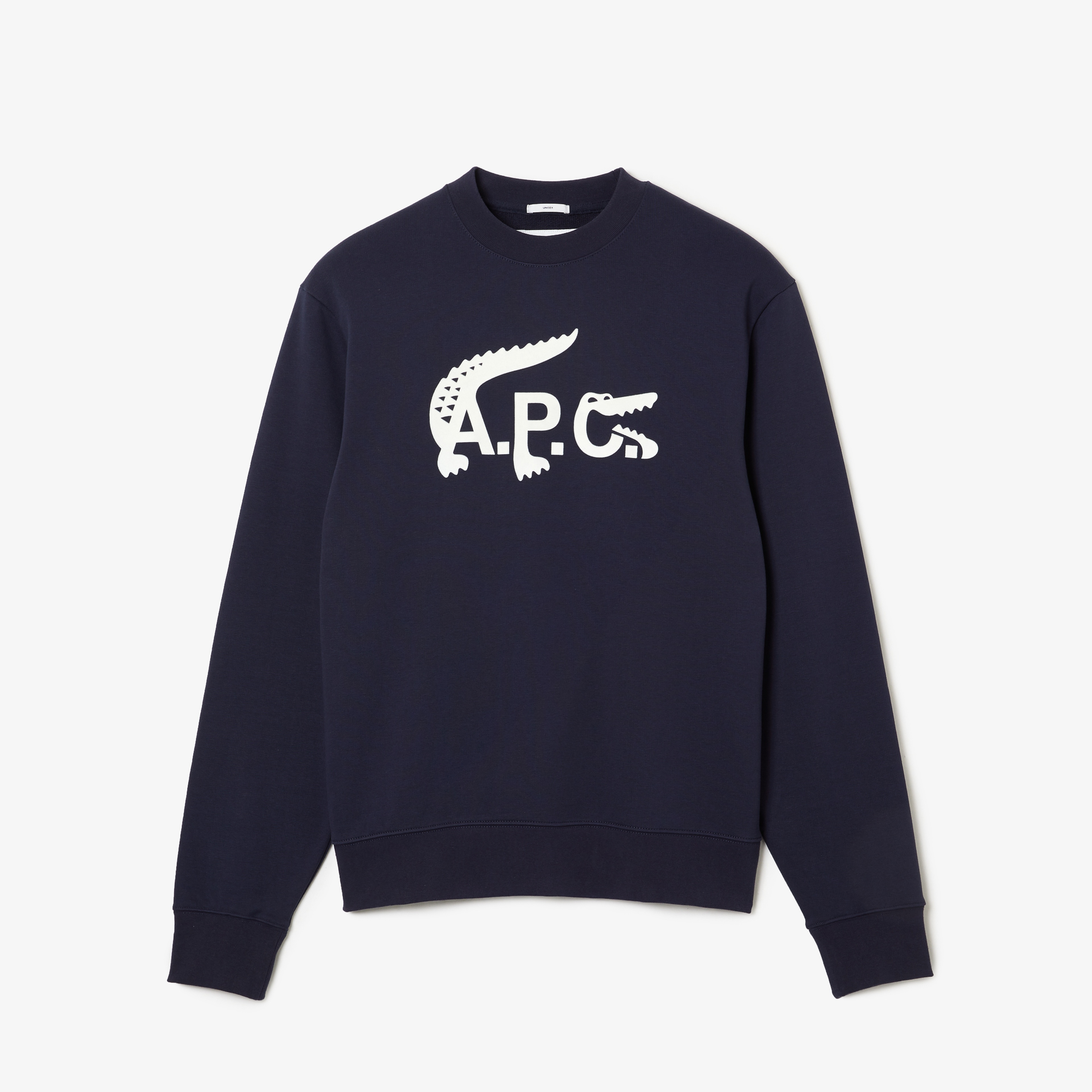 Lacoste X A.P.C Unisex Relaxed Fit Bisiklet Yaka Baskılı Lacivert Sweatshirt