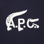 Lacoste X A.P.C Unisex Relaxed Fit Bisiklet Yaka Baskılı Lacivert Sweatshirt