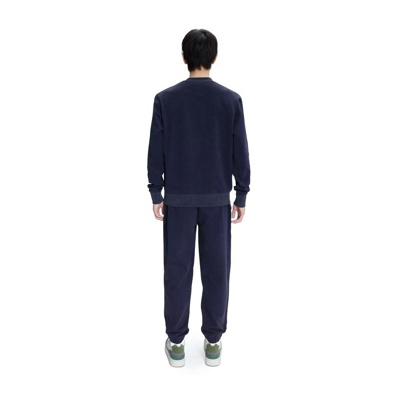 Lacoste X A.P.C Unisex Relaxed Fit Bisiklet Yaka Baskılı Lacivert Sweatshirt