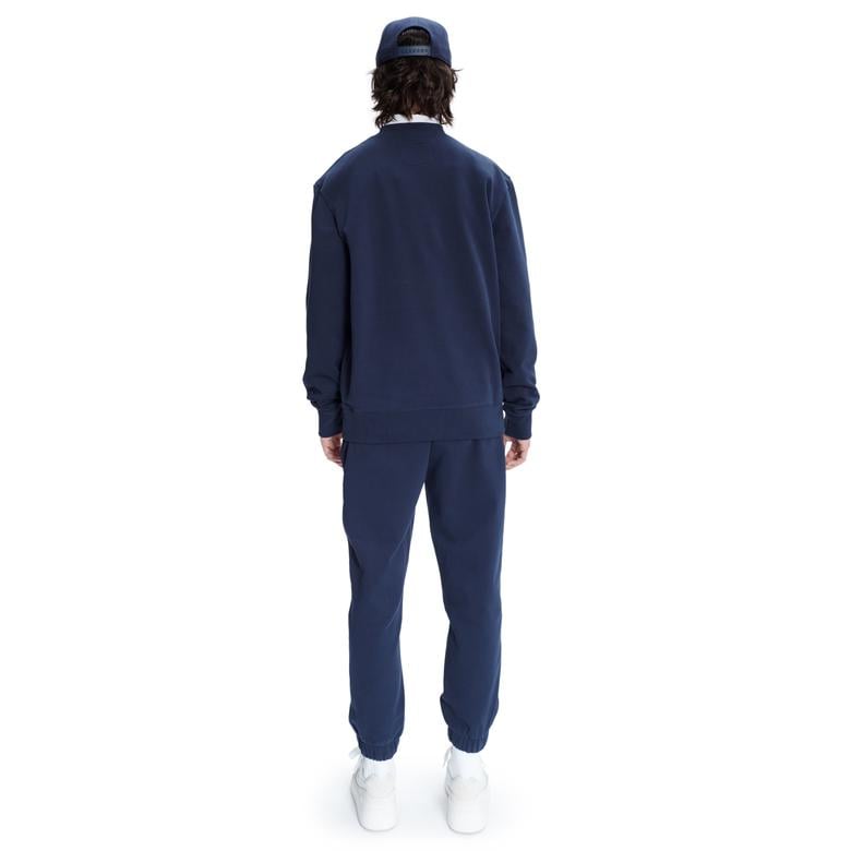Lacoste X A.P.C Unisex Relaxed Fit Bisiklet Yaka Baskılı Lacivert Sweatshirt