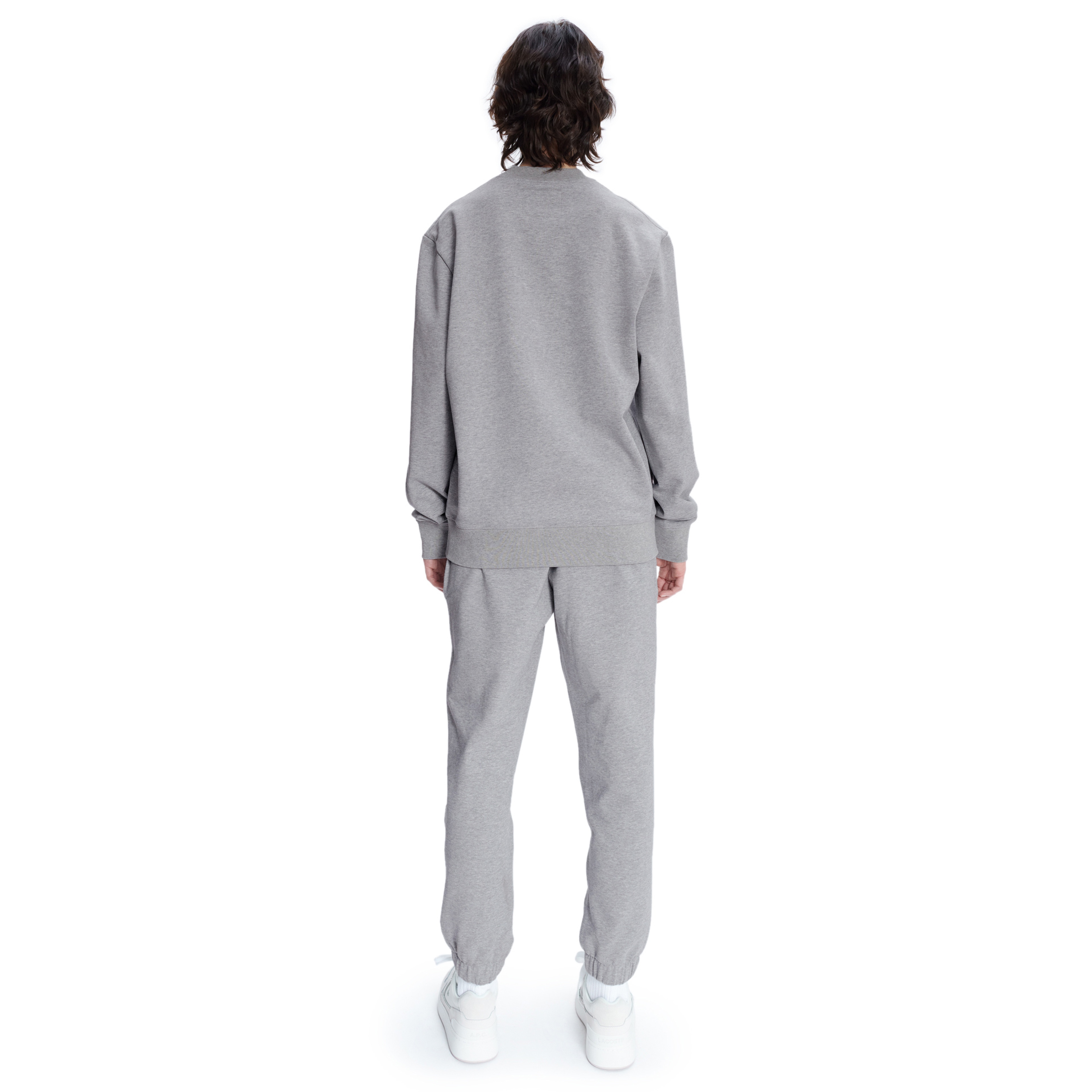 Lacoste X A.P.C Unisex Relaxed Fit Bisiklet Yaka Baskılı Gri Sweatshirt