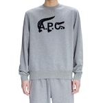 Lacoste X A.P.C Unisex Relaxed Fit Bisiklet Yaka Baskılı Gri Sweatshirt