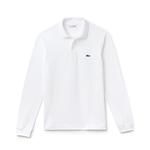 L.12.12 Erkek Slim Fit Uzun Kollu Beyaz Polo