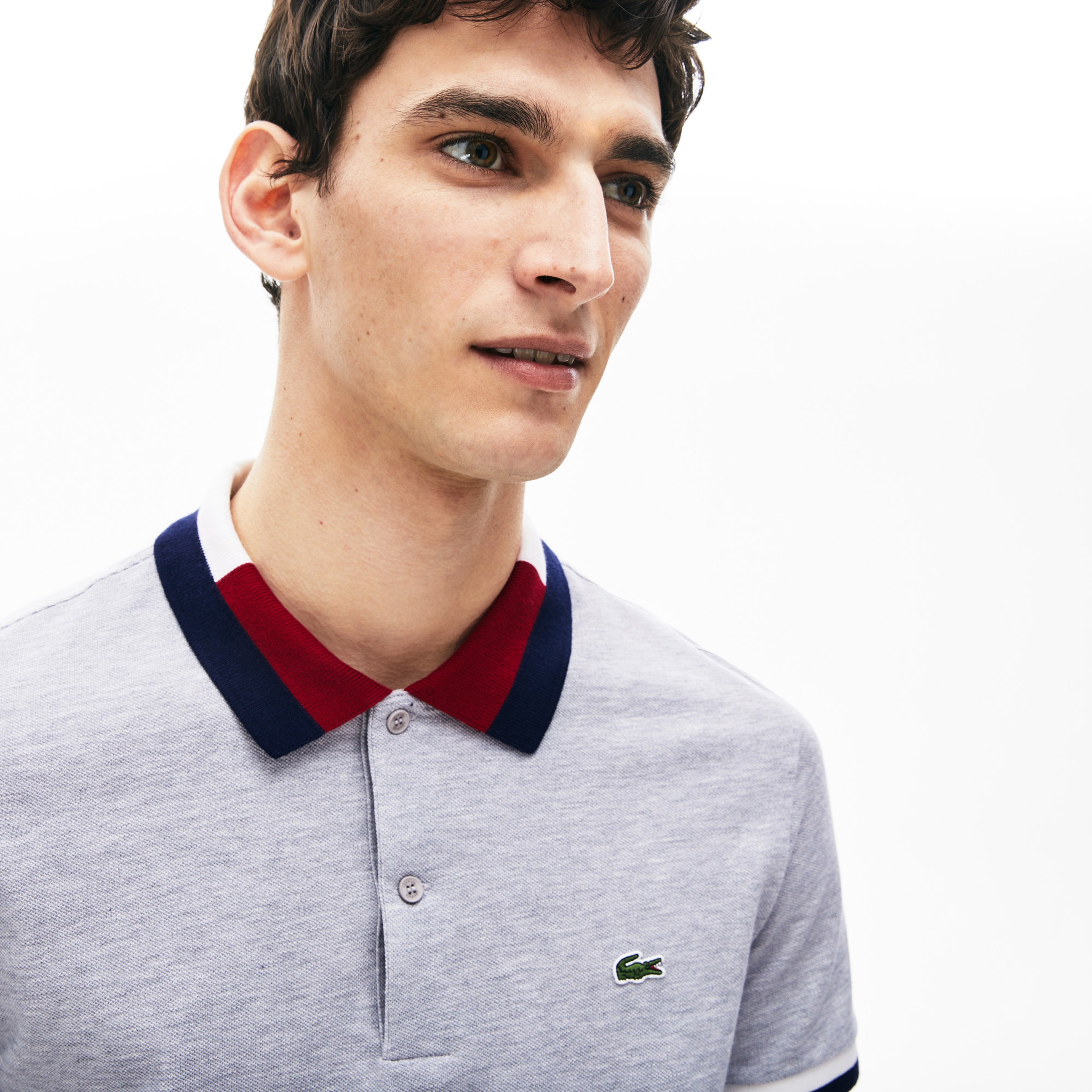 Lacoste Erkek Slim Fit Renk Bloklu Gri Polo