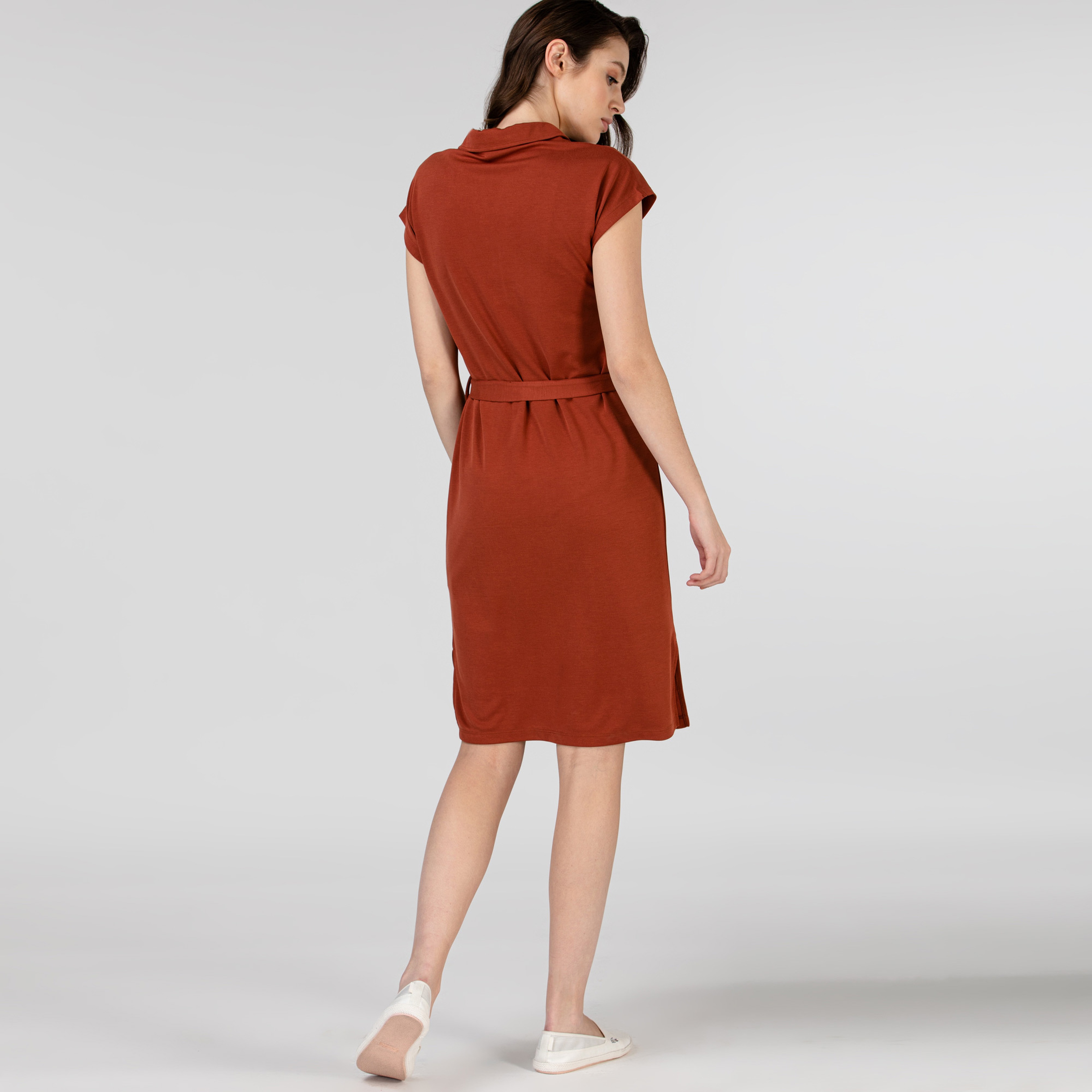 Lacoste Kadın Kısa Kollu Kiremit Elbise