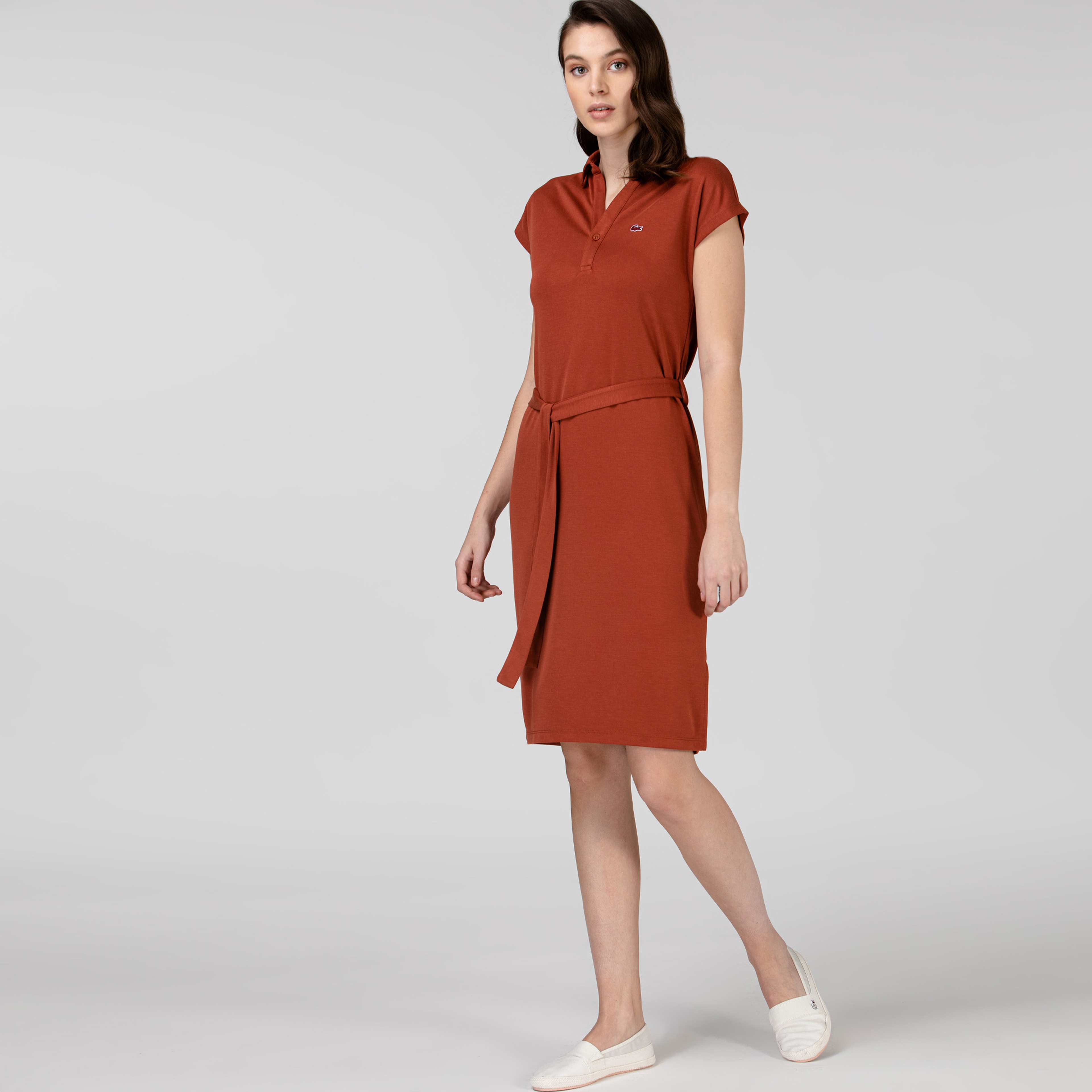 Lacoste Kadın Kısa Kollu Kiremit Elbise