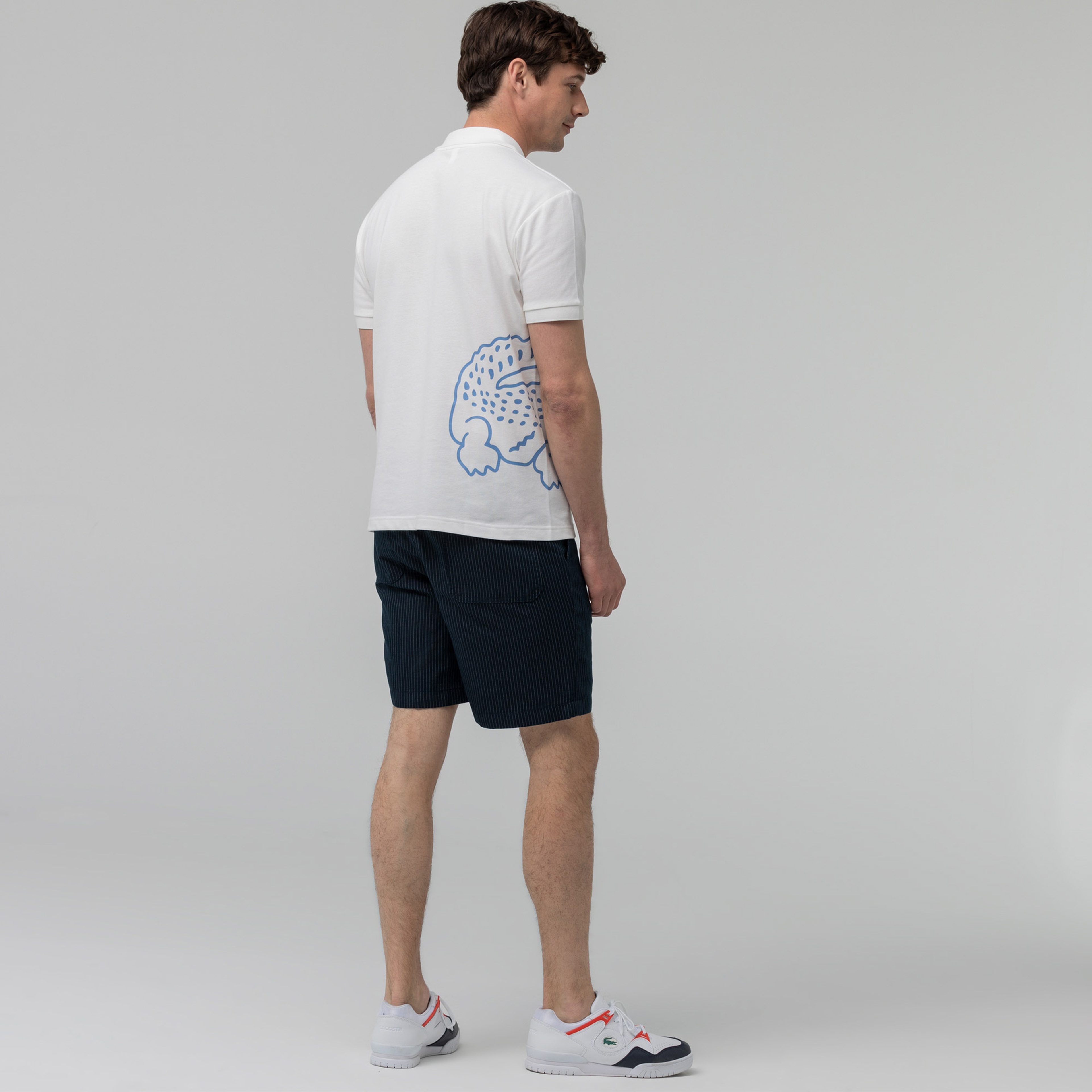 Lacoste Erkek Çizgili Lacivert Bermuda Şort