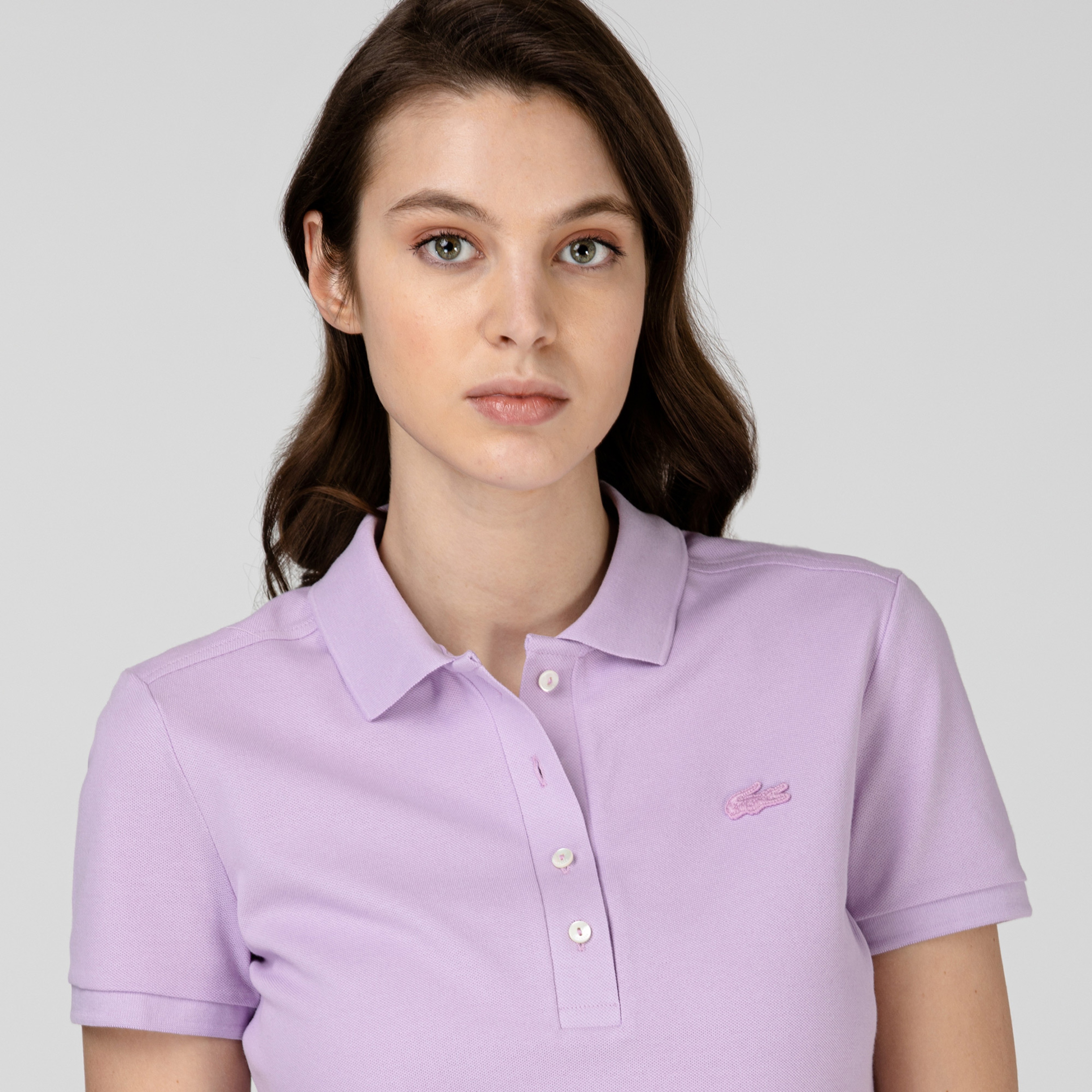 Lacoste Kadın Slim Fit Lila Polo