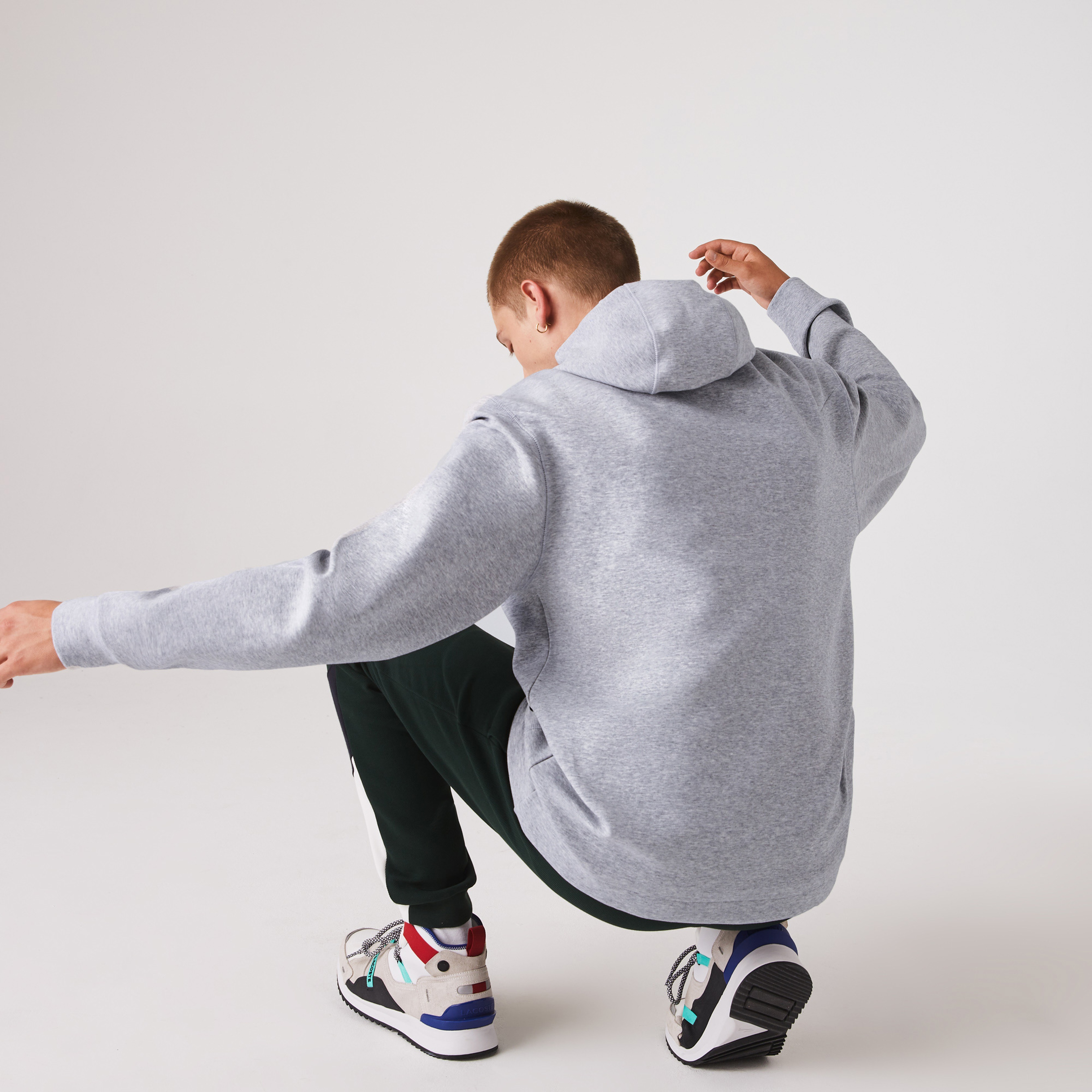 Lacoste Erkek Kapüşonlu Fermuarlı Gri Sweatshirt