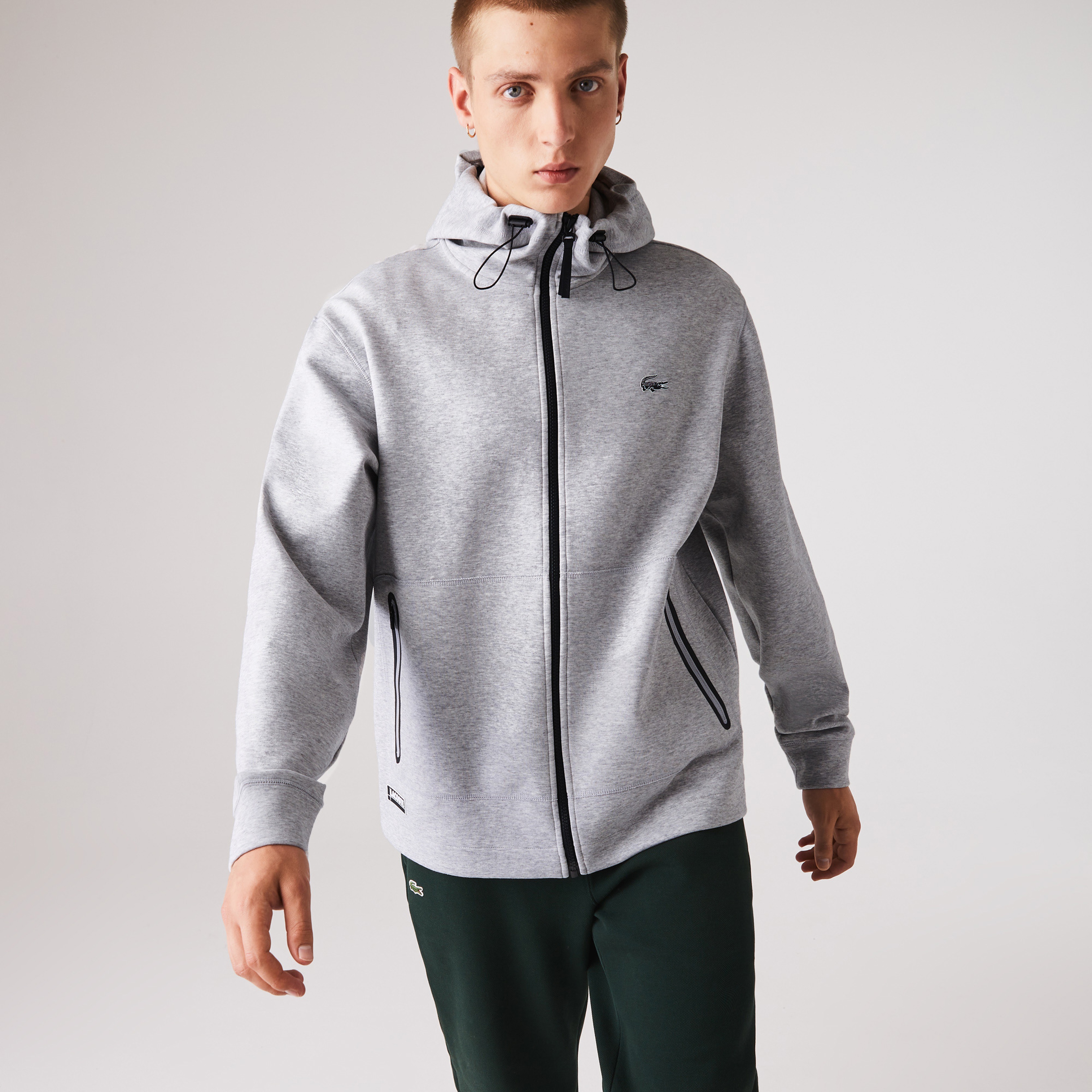 Lacoste Erkek Kapüşonlu Fermuarlı Gri Sweatshirt