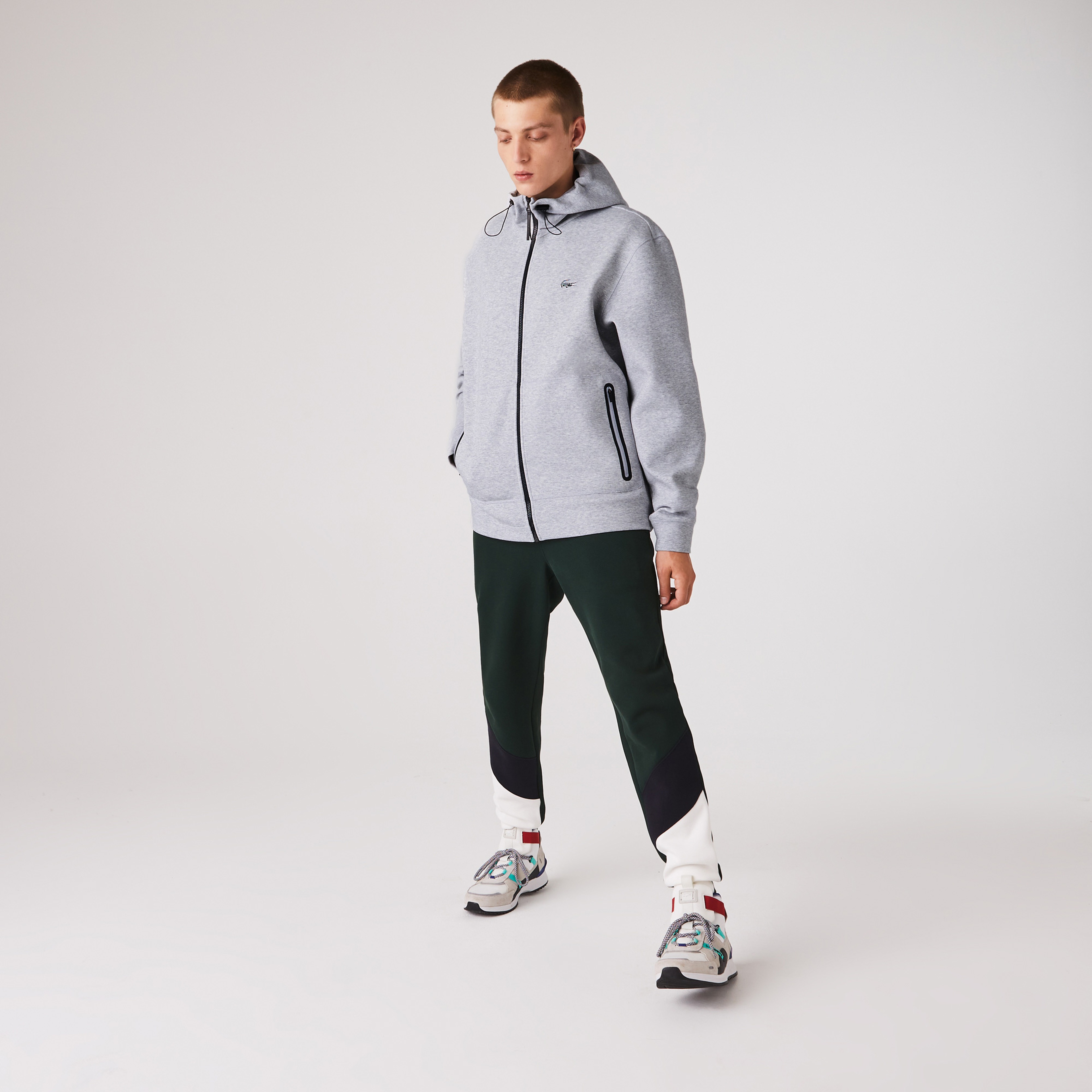 Lacoste Erkek Kapüşonlu Fermuarlı Gri Sweatshirt