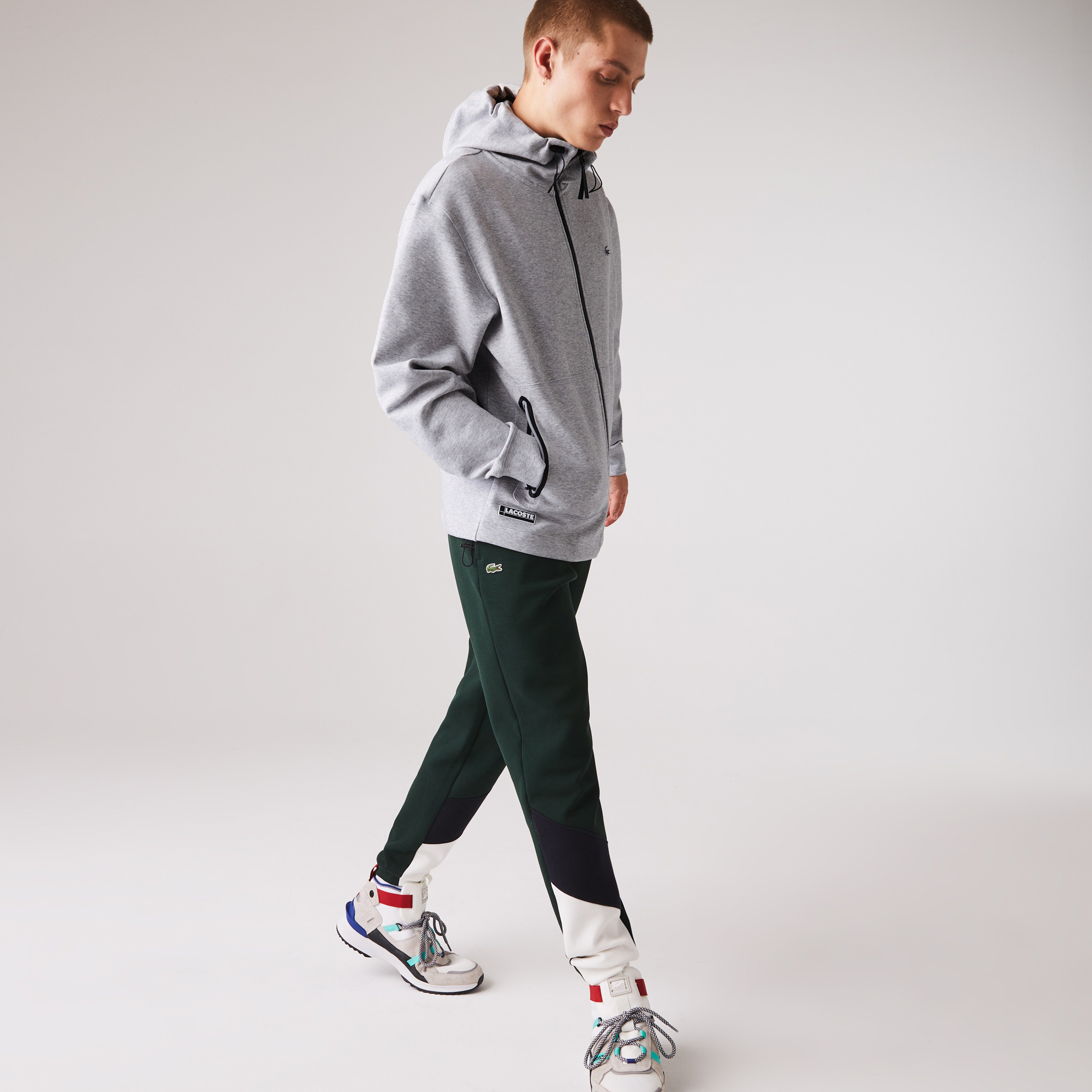 Lacoste Erkek Kapüşonlu Fermuarlı Gri Sweatshirt