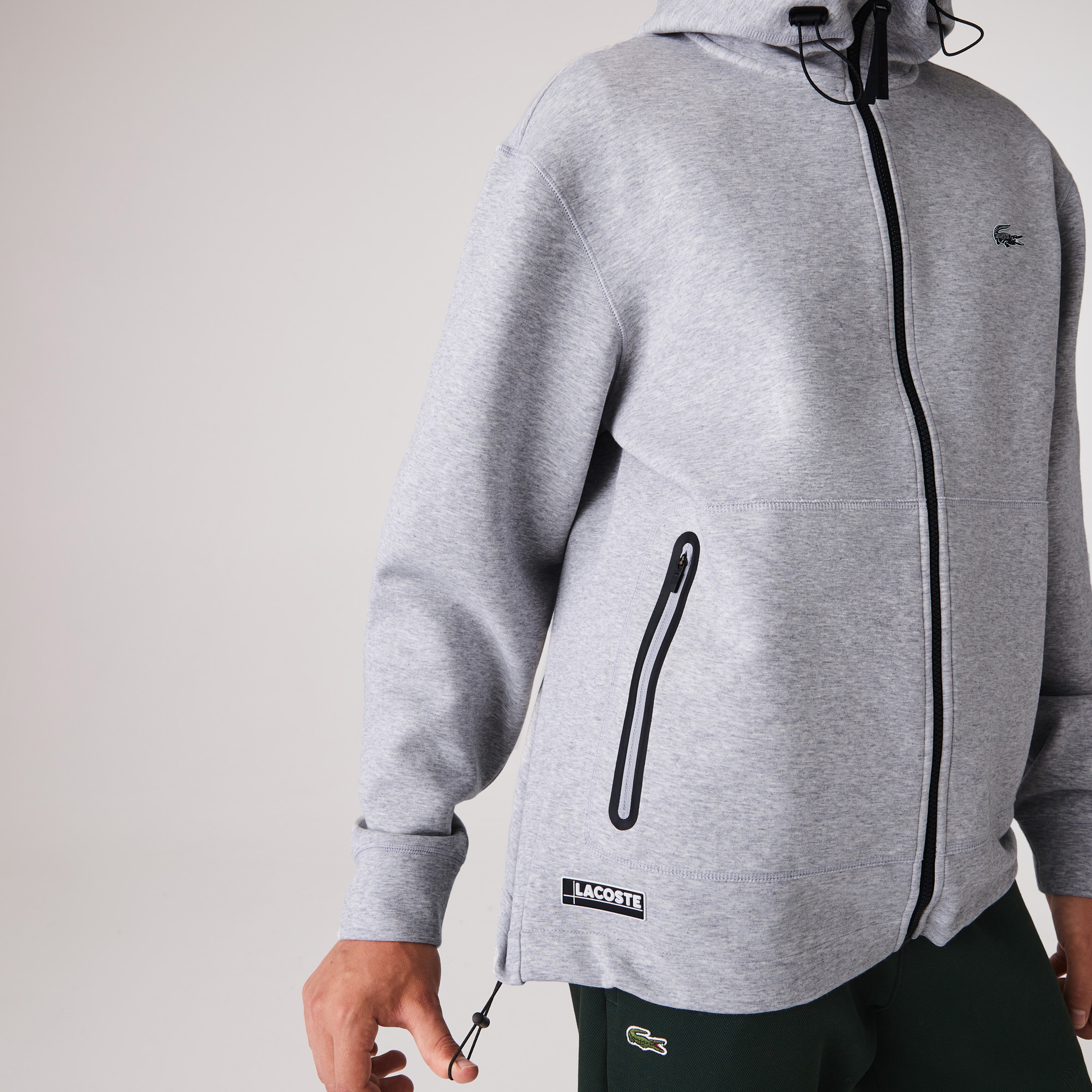 Lacoste Erkek Kapüşonlu Fermuarlı Gri Sweatshirt