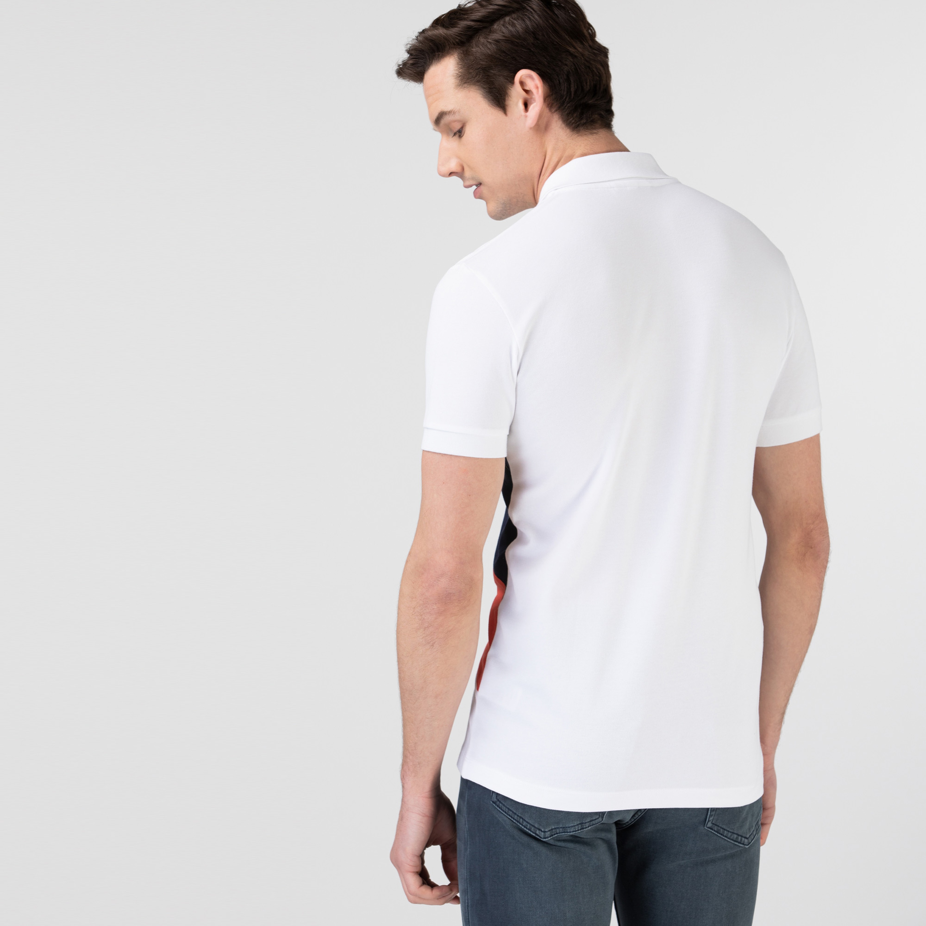 Lacoste Erkek Slim Fit Renk Bloklu Beyaz Polo