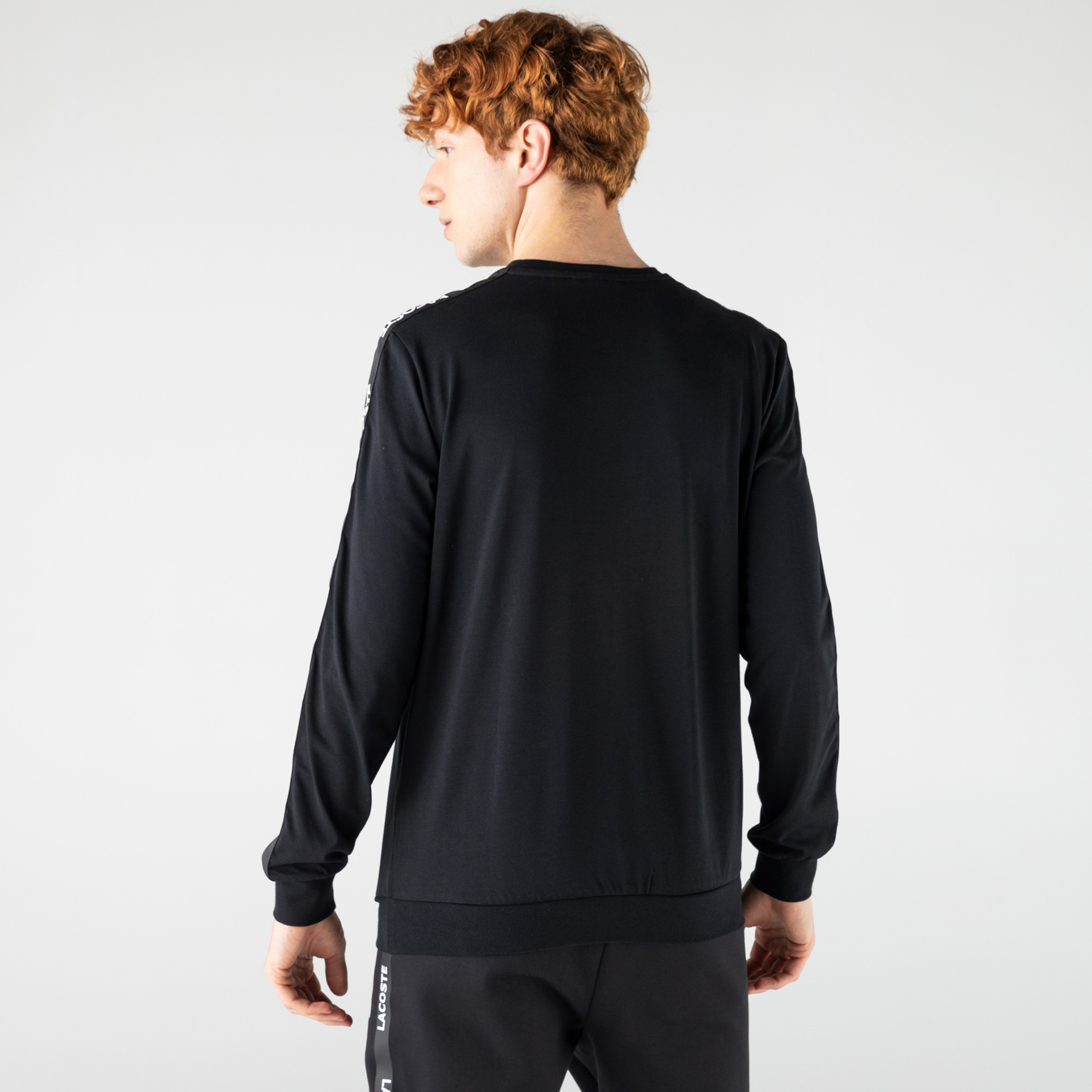 Lacoste Erkek Slim Fit  Baskılı Siyah Sweatshirt