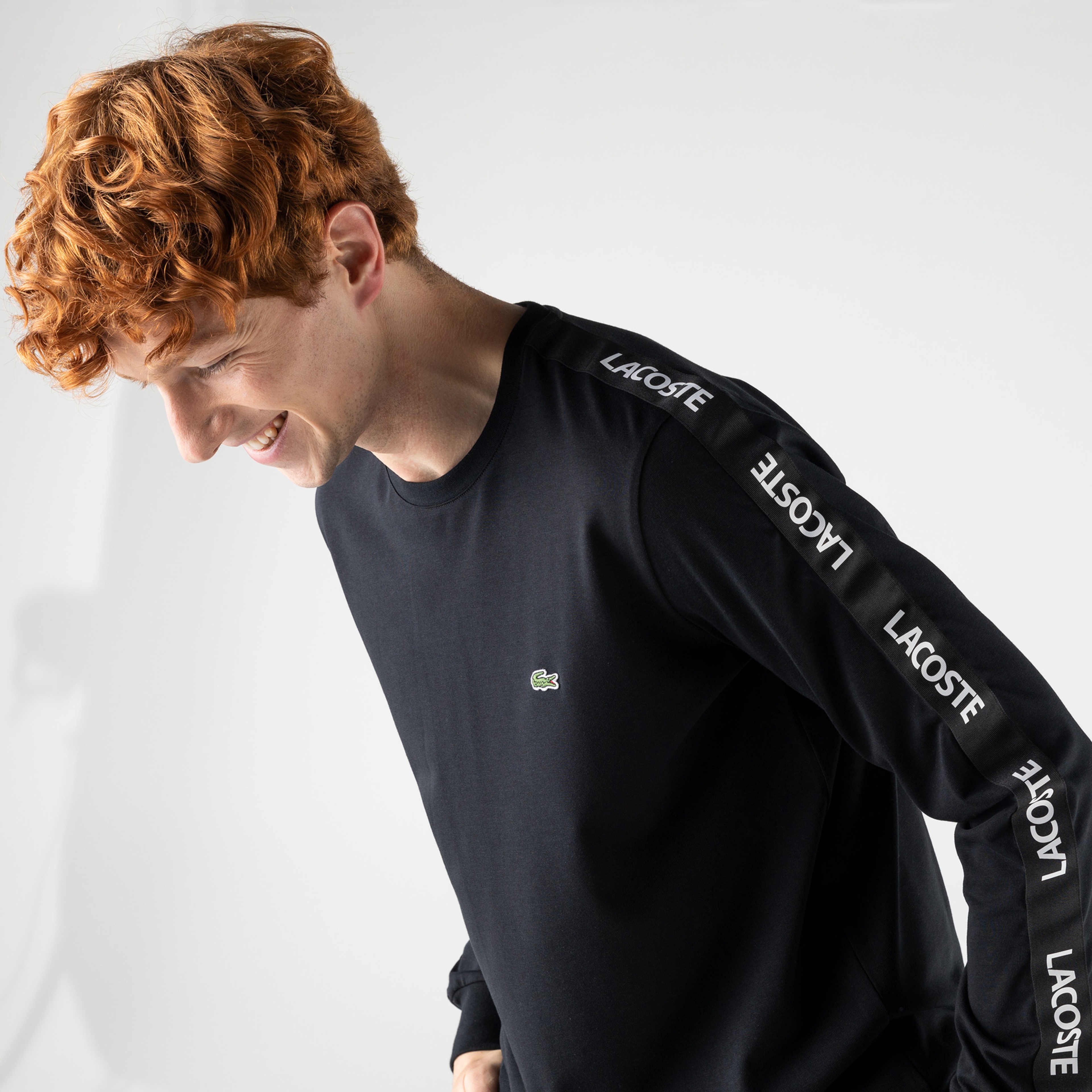 Lacoste Erkek Slim Fit  Baskılı Siyah Sweatshirt
