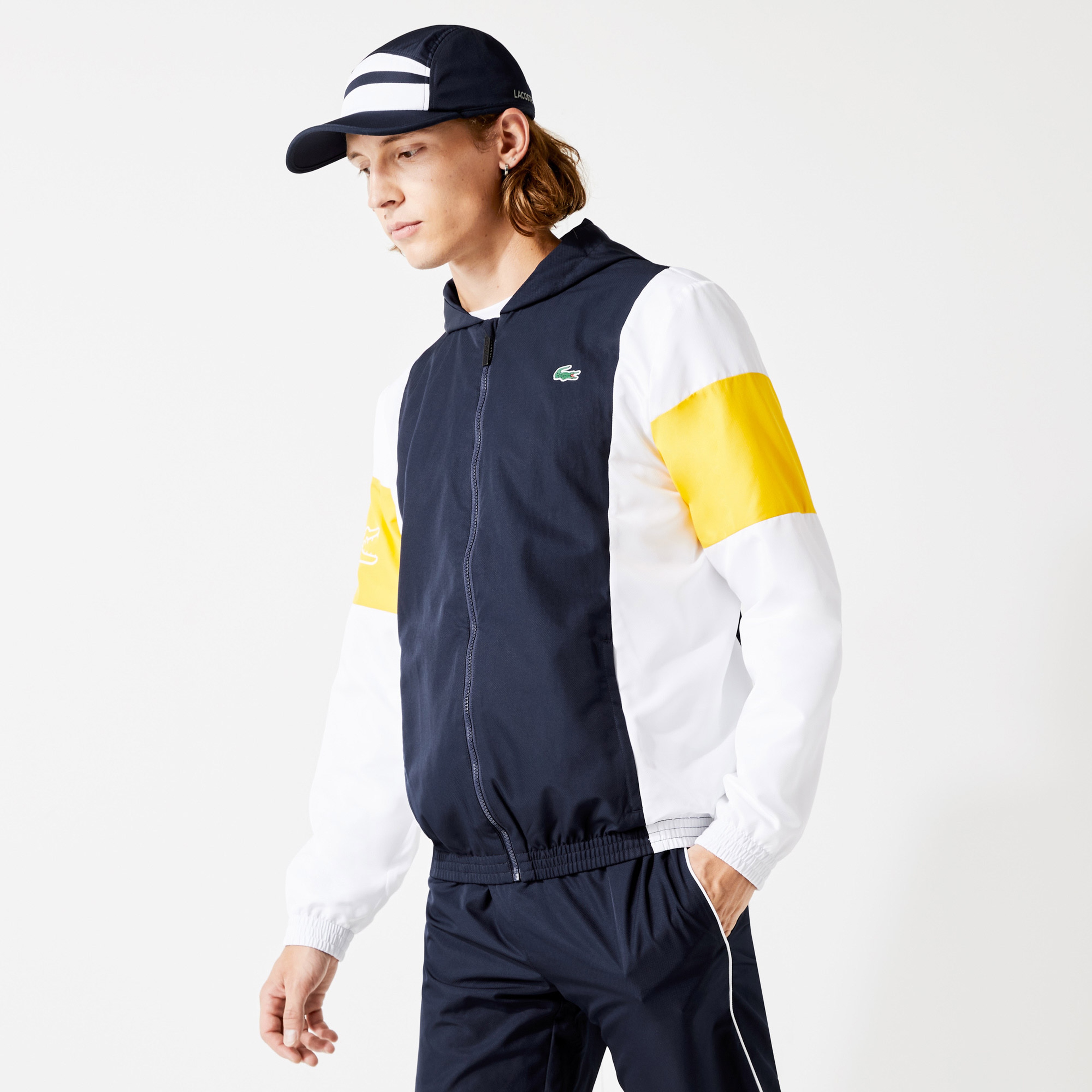 Lacoste SPORT Erkek Regular Fit Kapüşonlu Renk Bloklu Renkli Ceket