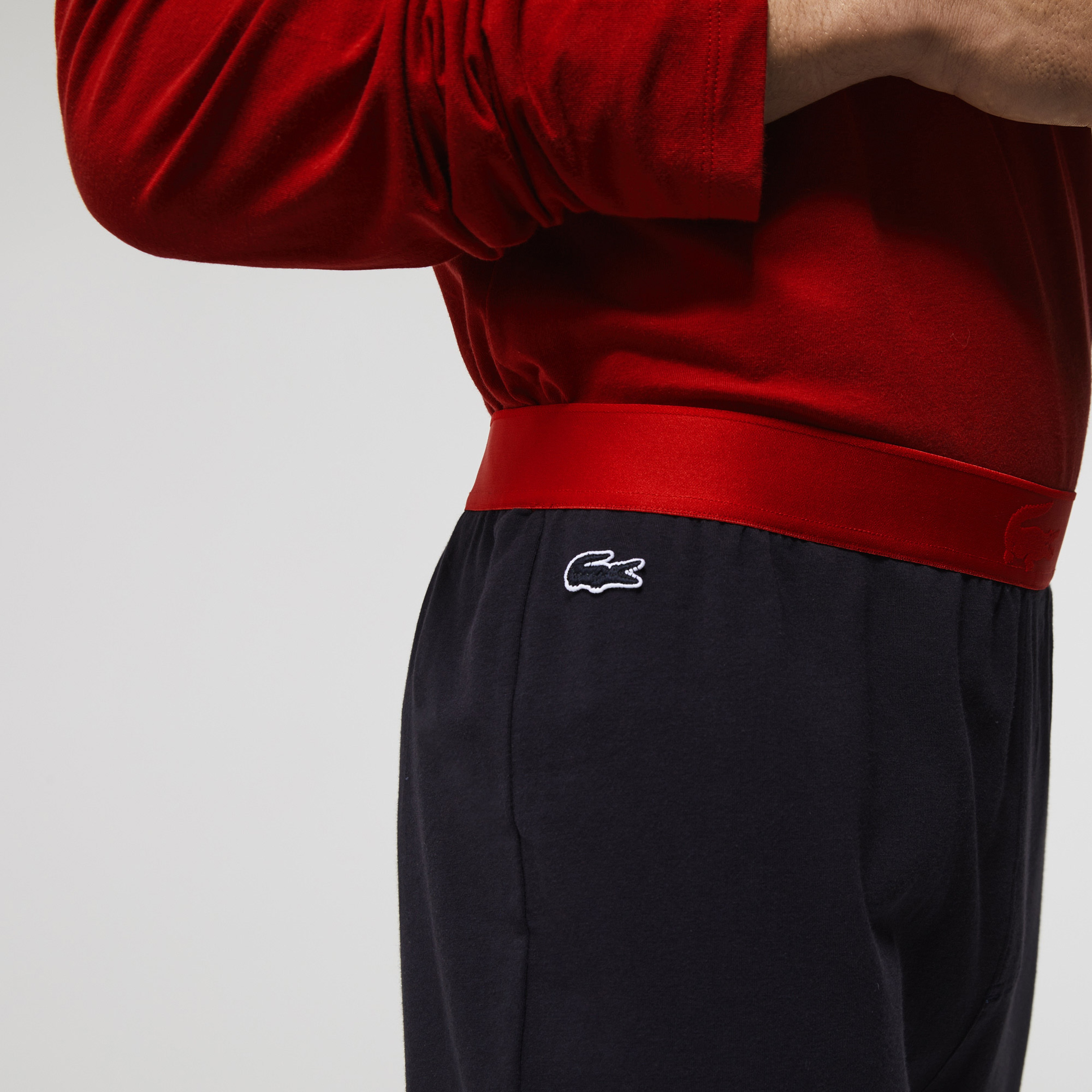 Lacoste Erkek Bisiklet Yaka Kırmızı Pijama Takımı