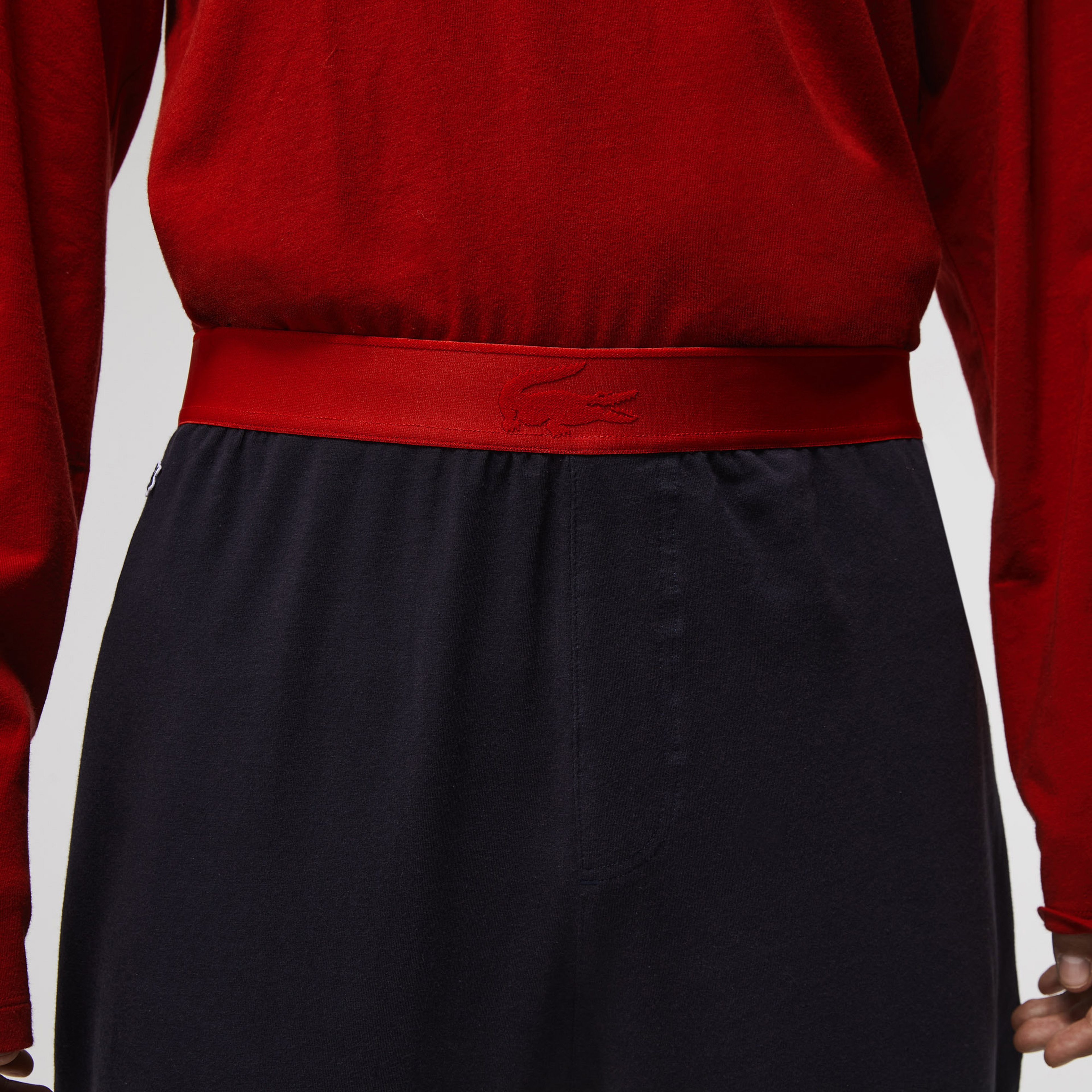 Lacoste Erkek Bisiklet Yaka Kırmızı Pijama Takımı