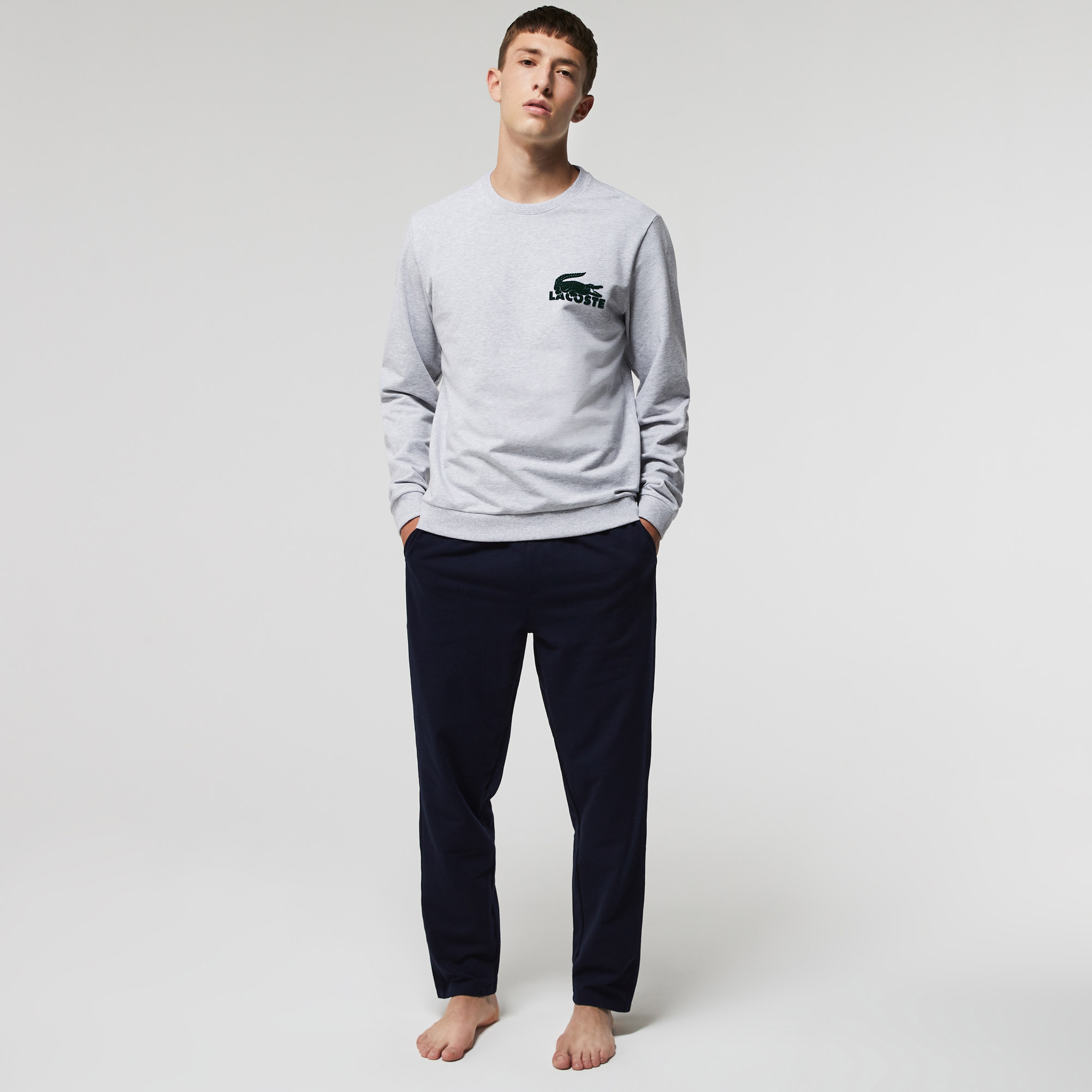 Lacoste Erkek Bisiklet Yaka Gri Sweatshirt