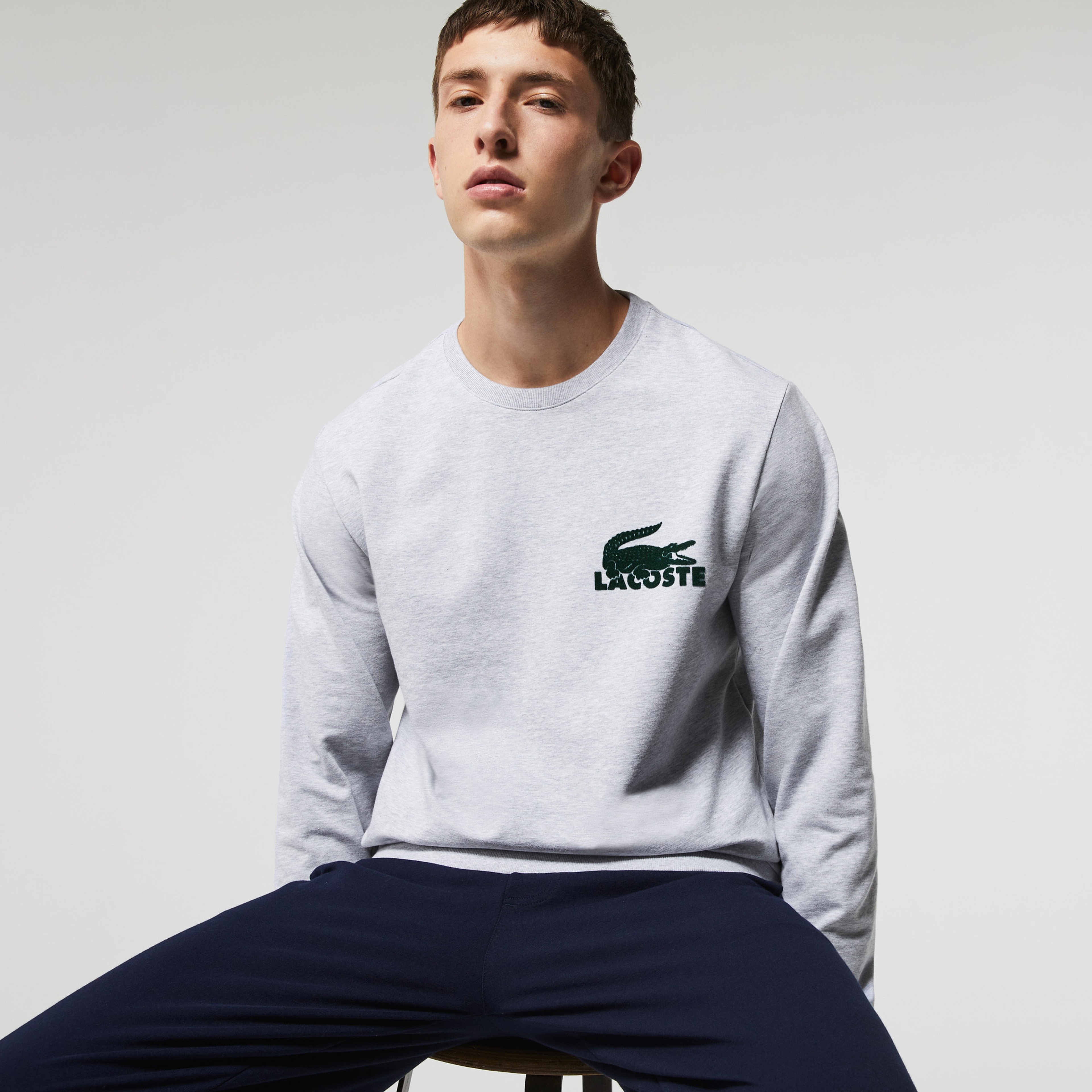 Lacoste Erkek Bisiklet Yaka Gri Sweatshirt