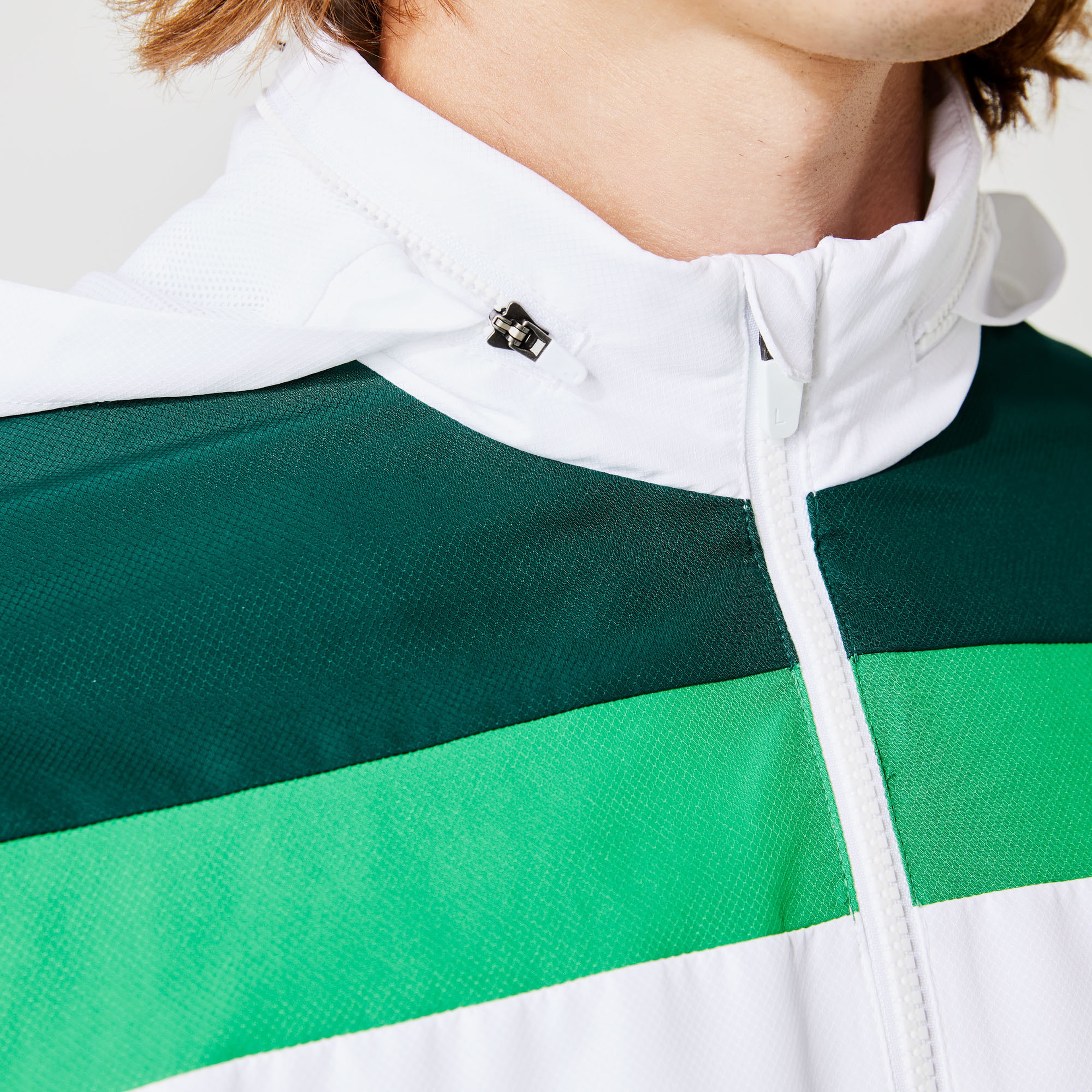 Lacoste SPORT Erkek Regular Fit Kapüşonlu Renk Bloklu Beyaz Eşofman Takımı