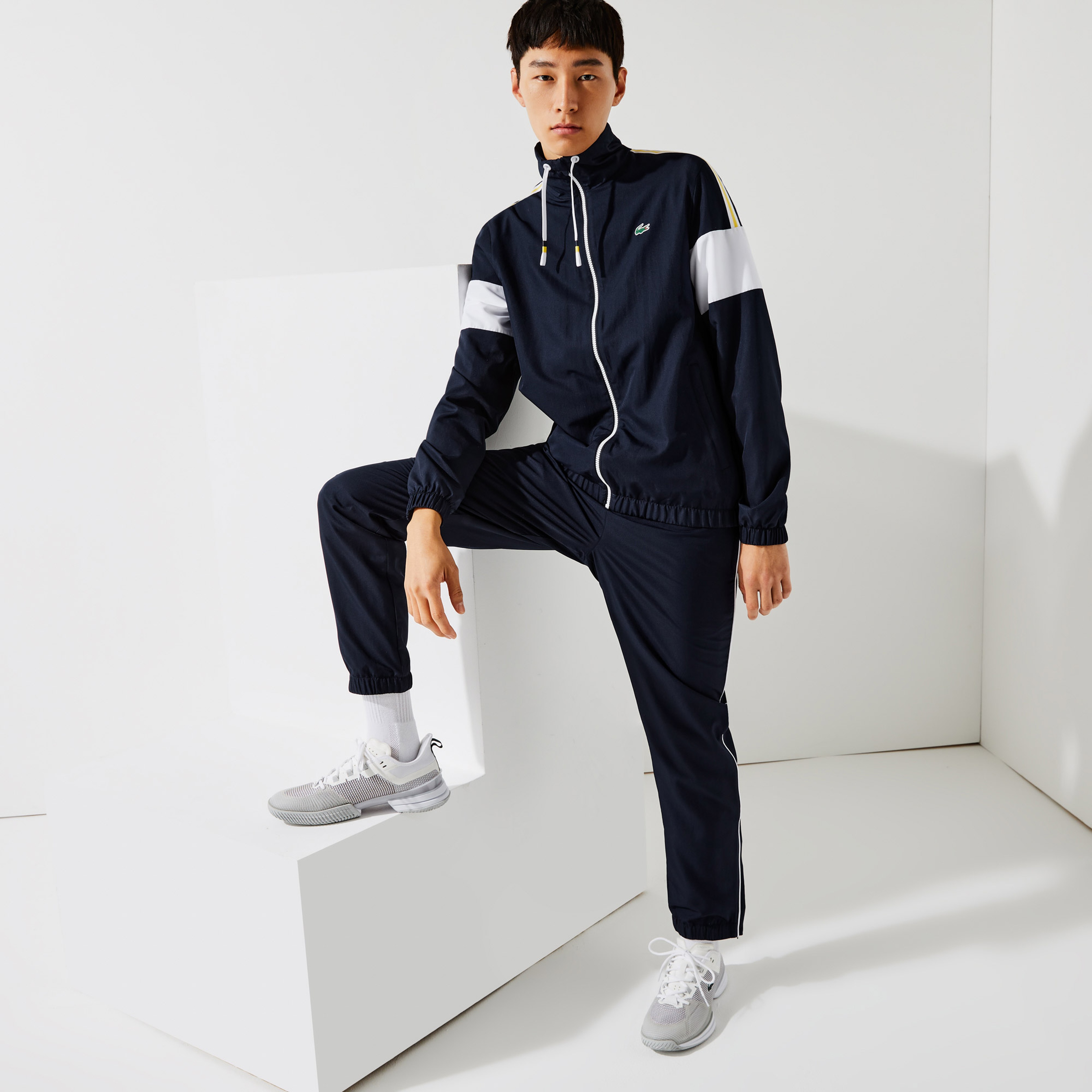 Lacoste SPORT Erkek Regular Fit Fermuarlı Renk Bloklu Lacivert Eşofman Takımı