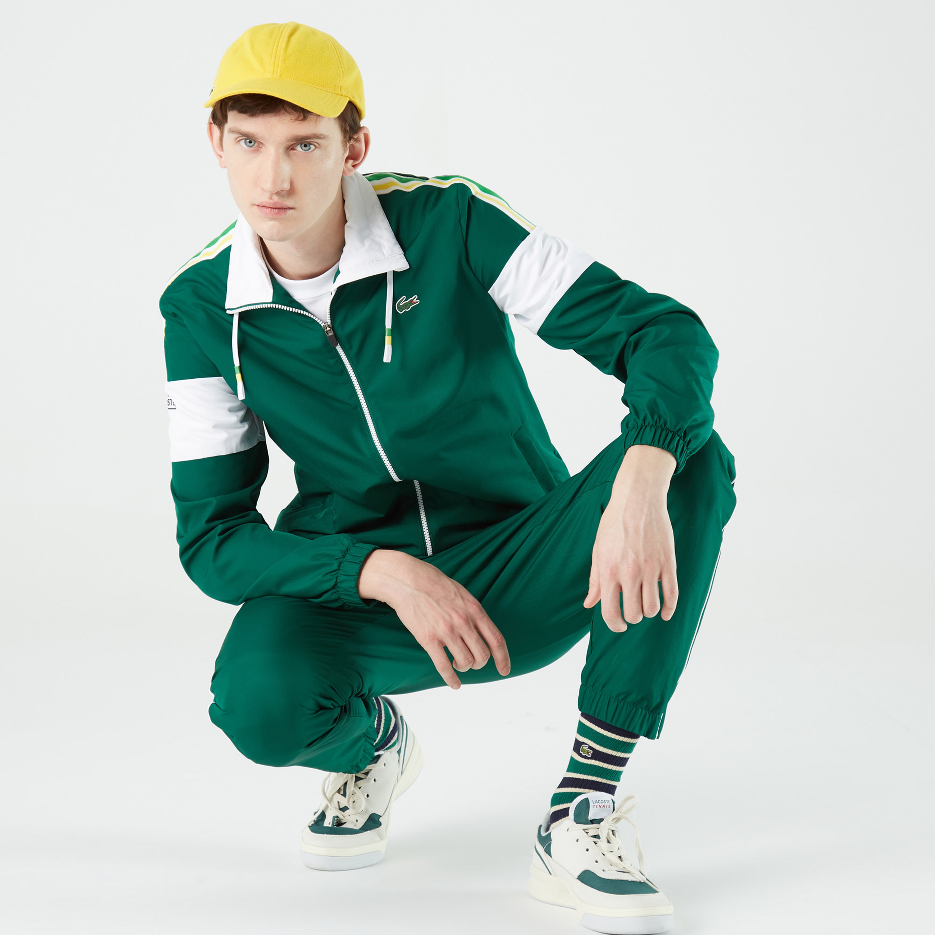 Lacoste SPORT Erkek Regular Fit Fermuarlı Renk Bloklu Yeşil Eşofman Takımı