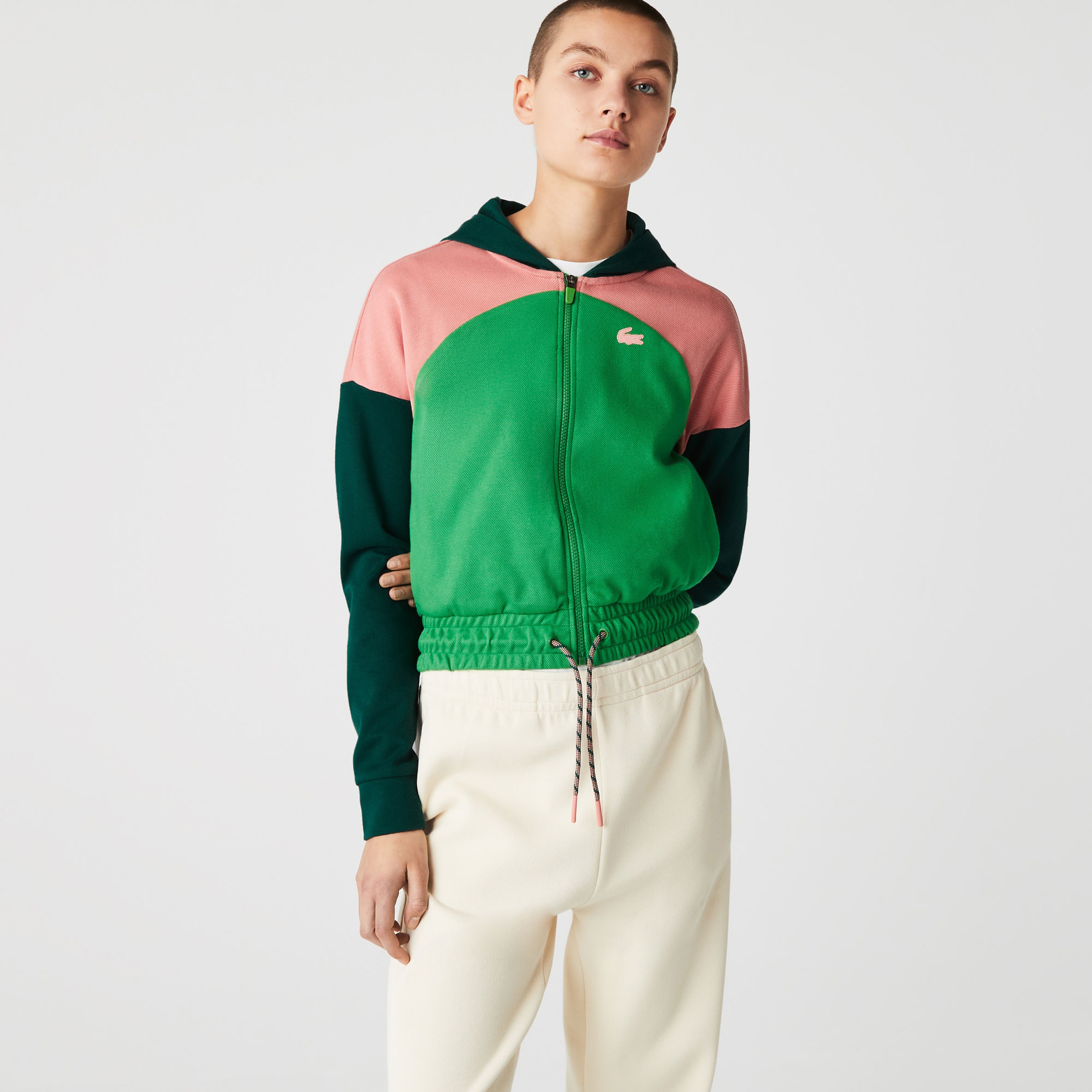 Lacoste SPORT Kadın Regular Fit Kapüşonlu Renk Bloklu Renkli Sweatshirt