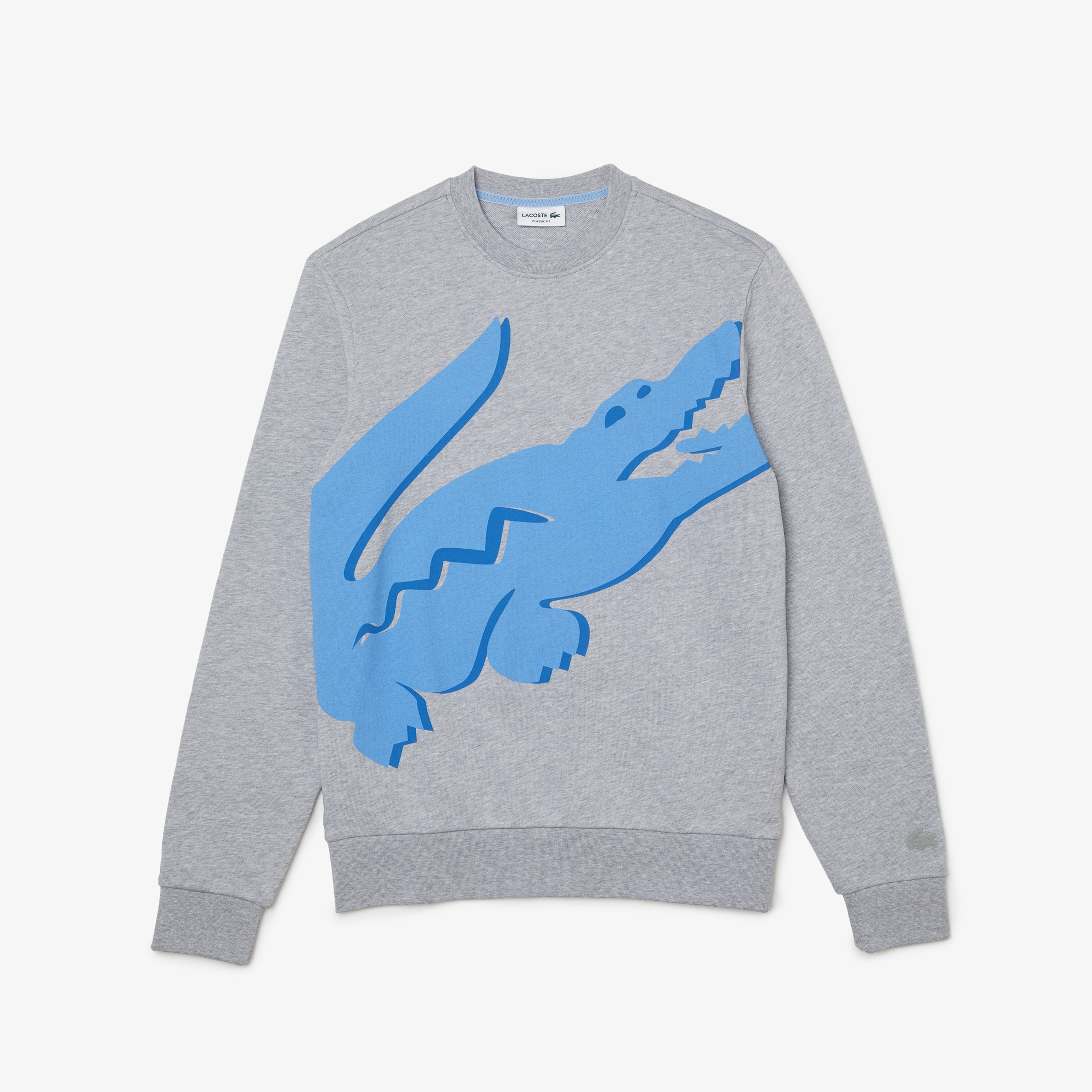 Lacoste Organik Pamuk Erkek Regular Fit Bisiklet Yaka Baskılı Gri Sweatshirt