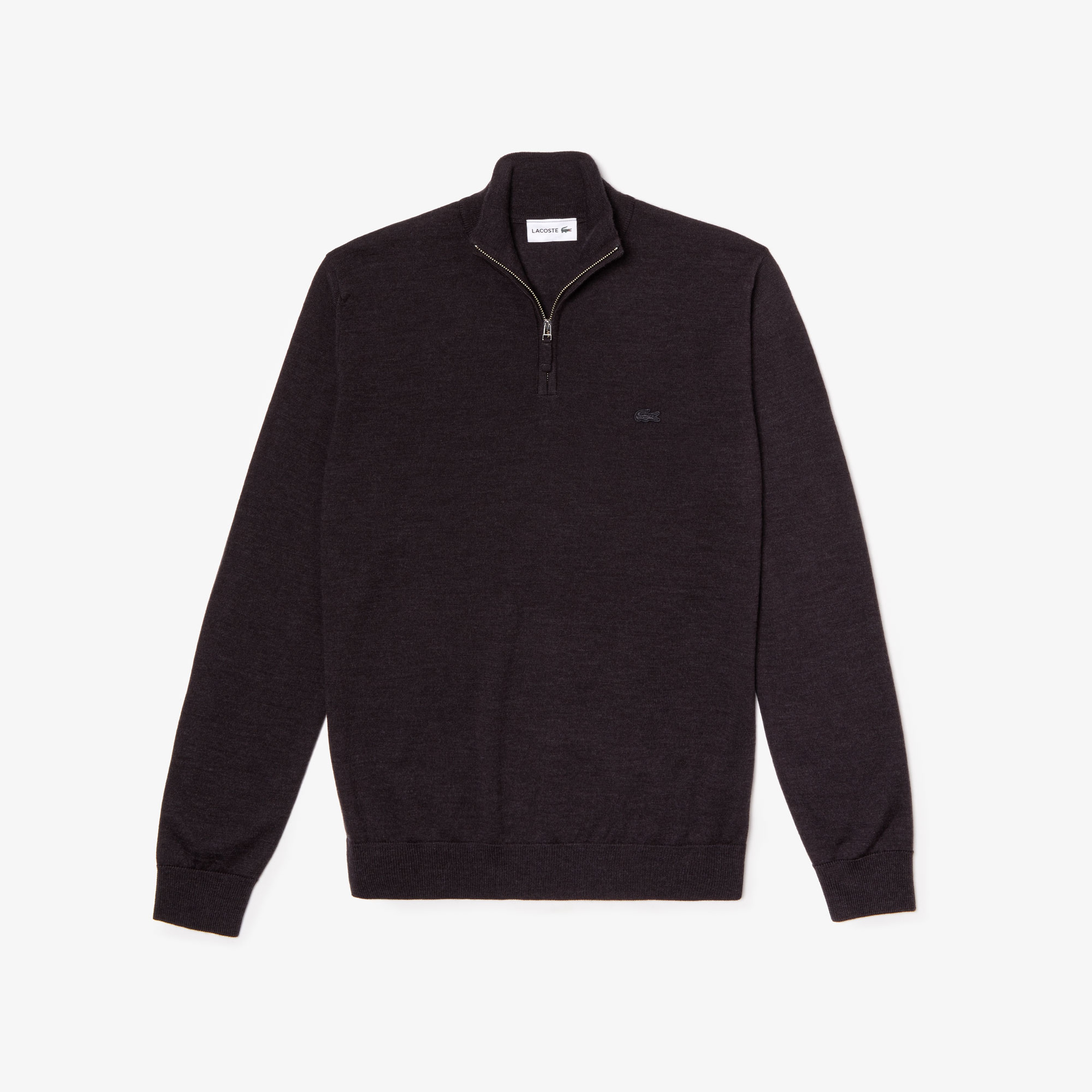 Lacoste Erkek Gri Klasik Fit Dik Yaka Yün Triko Kazak