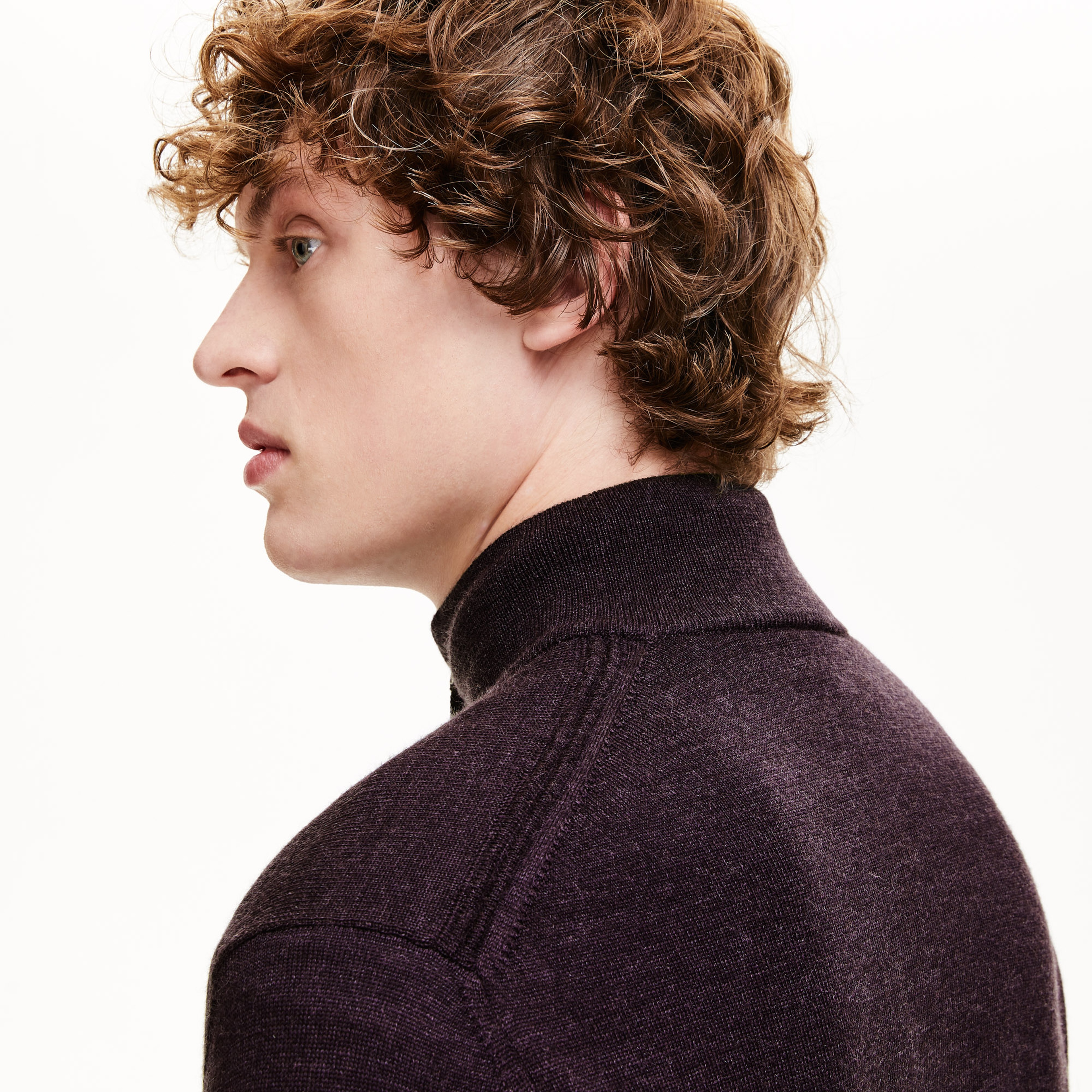 Lacoste Erkek Gri Klasik Fit Dik Yaka Yün Triko Kazak