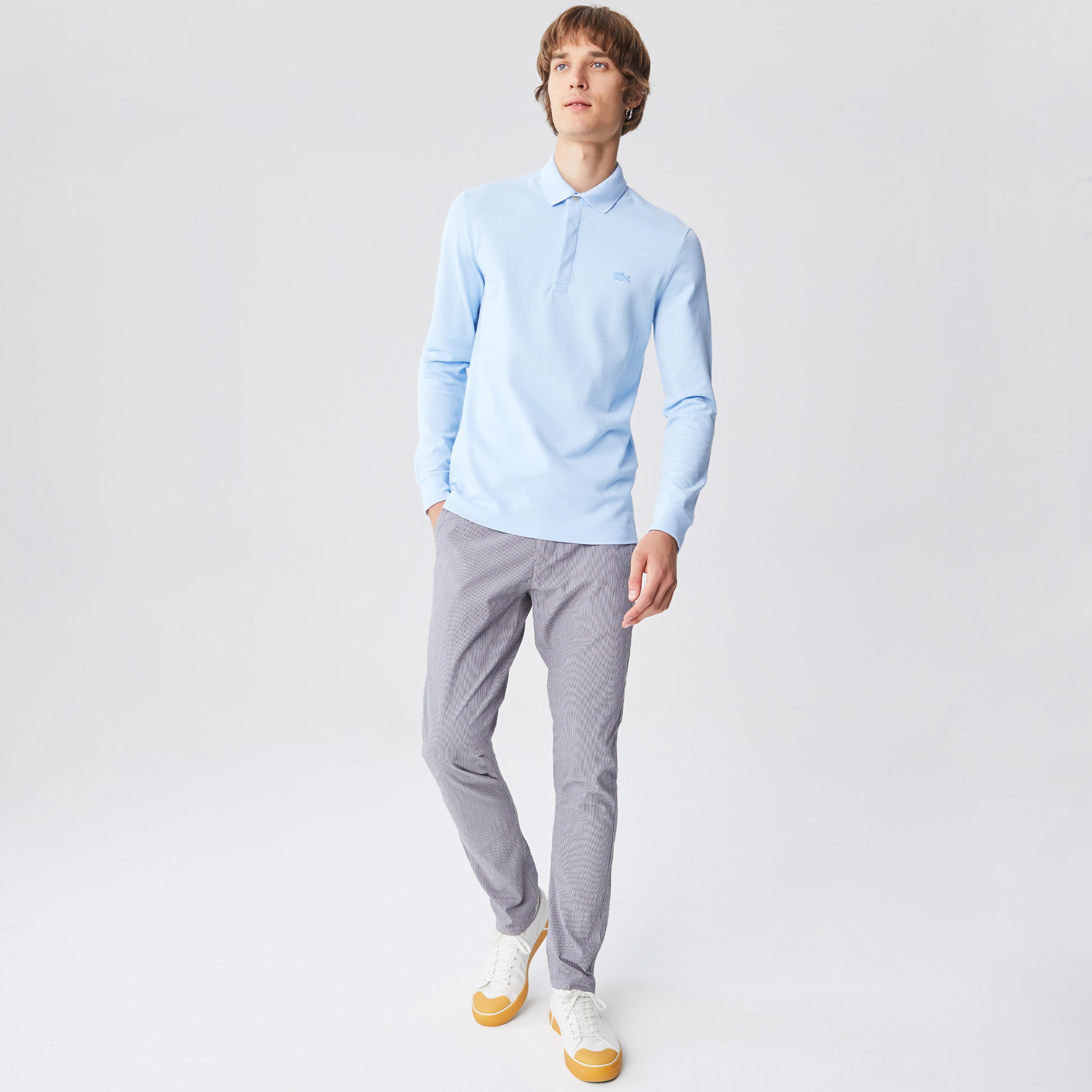 Lacoste Erkek Regular Fit Uzun Kollu Açık Mavi Paris Polo