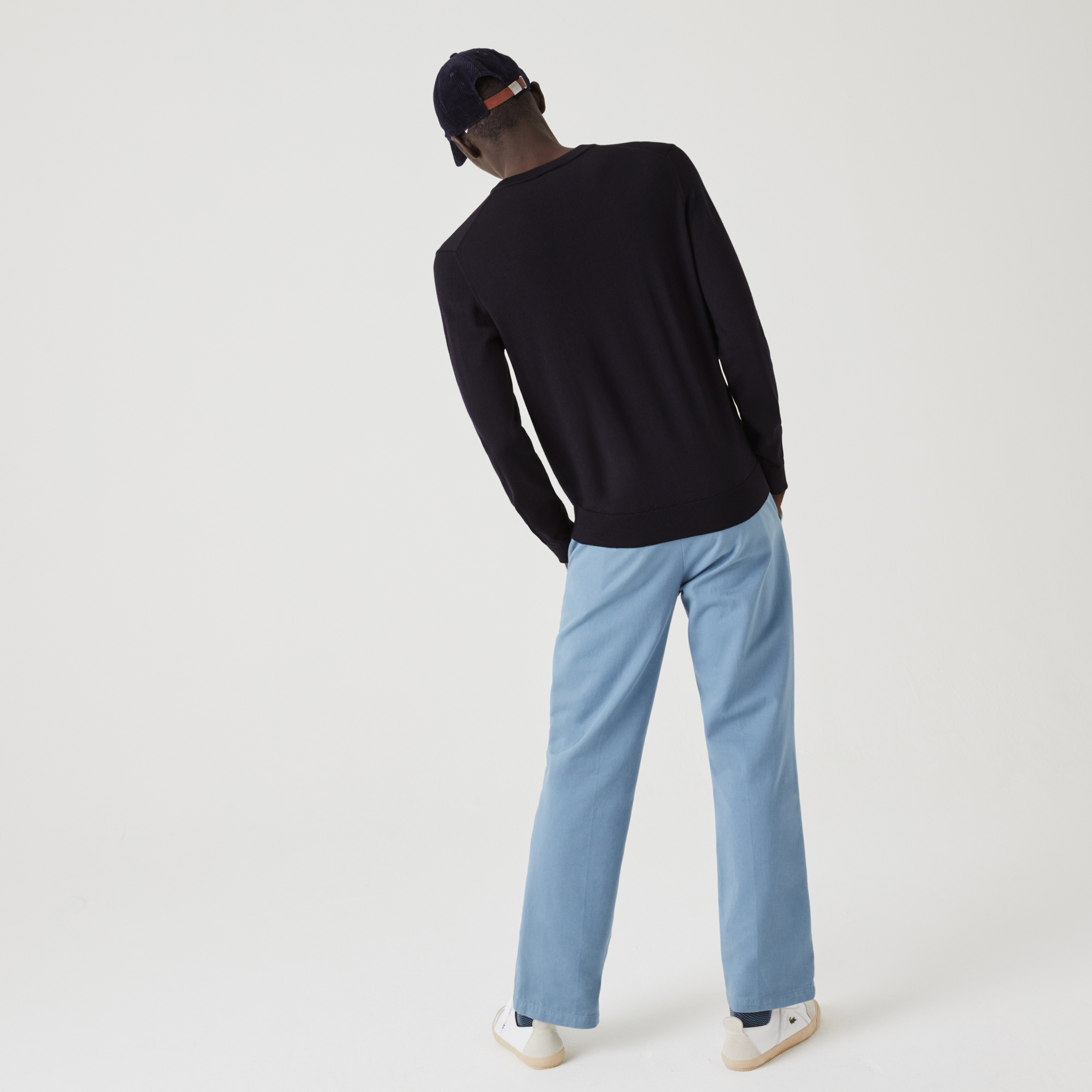 Lacoste Erkek V Yaka Yün Lacivert Kazak
