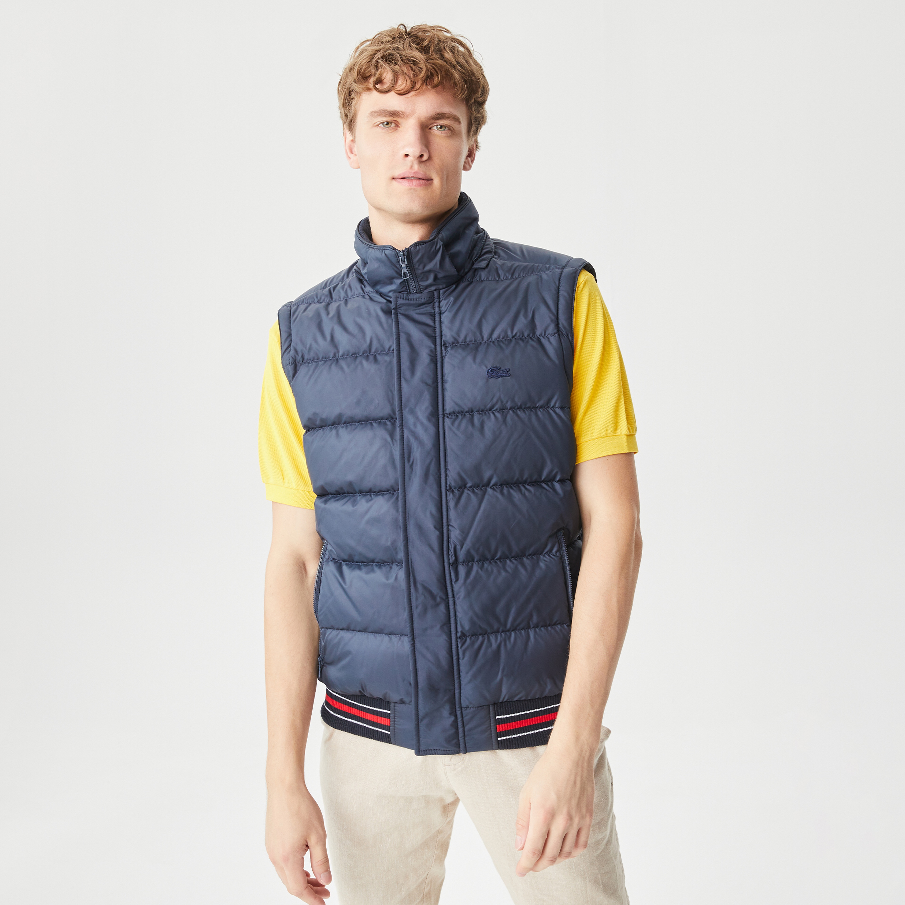 Lacoste Erkek Kapüşonlu Kapitone Lacivert Bomber Ceket