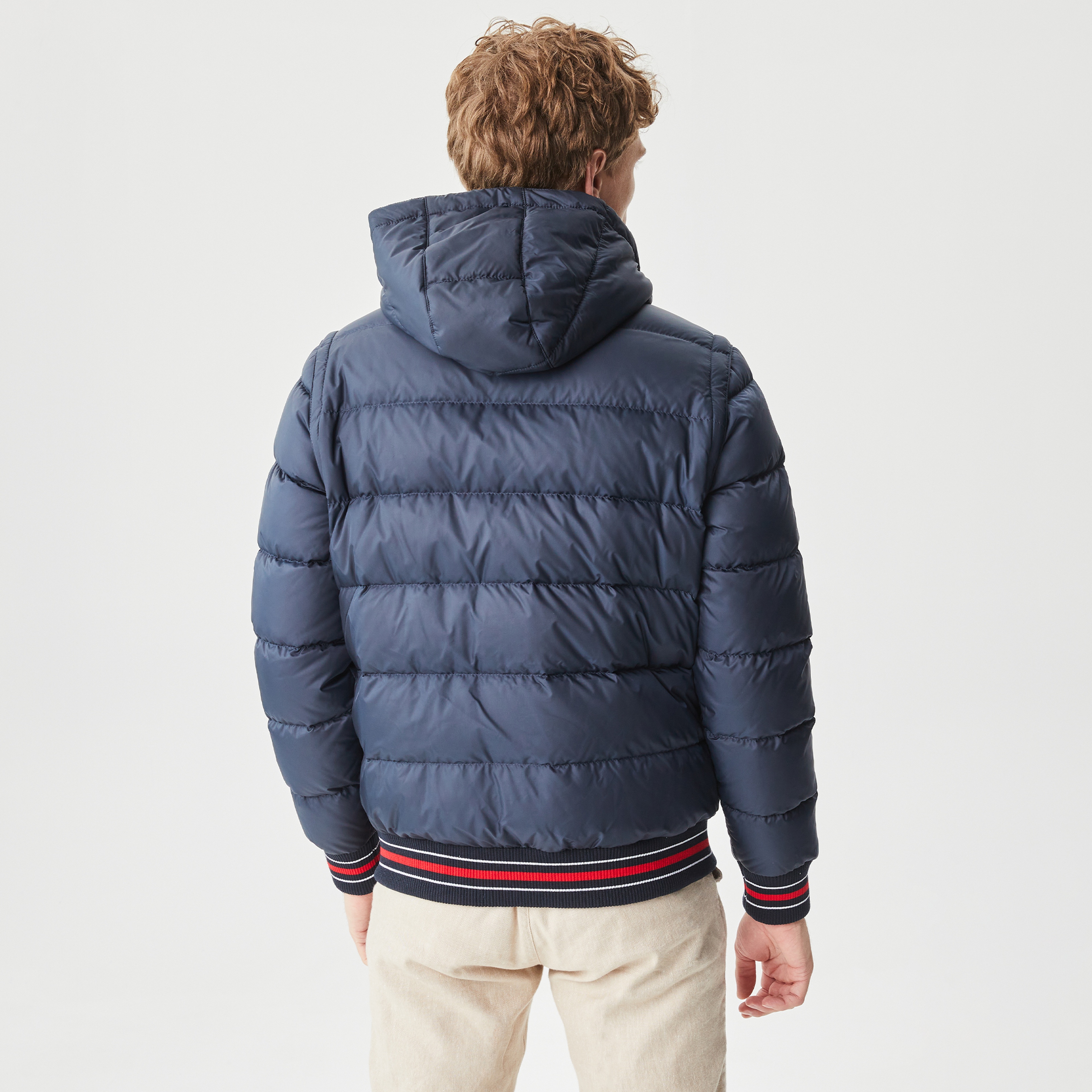 Lacoste Erkek Kapüşonlu Kapitone Lacivert Bomber Ceket