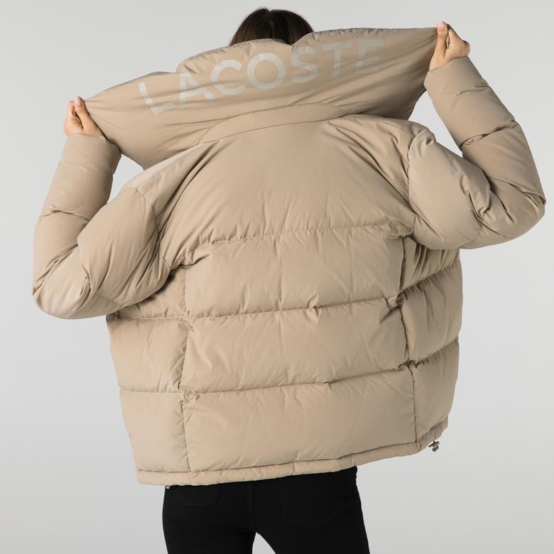 Lacoste Kadın Kapüşonlu Kapitone Beyaz Mont