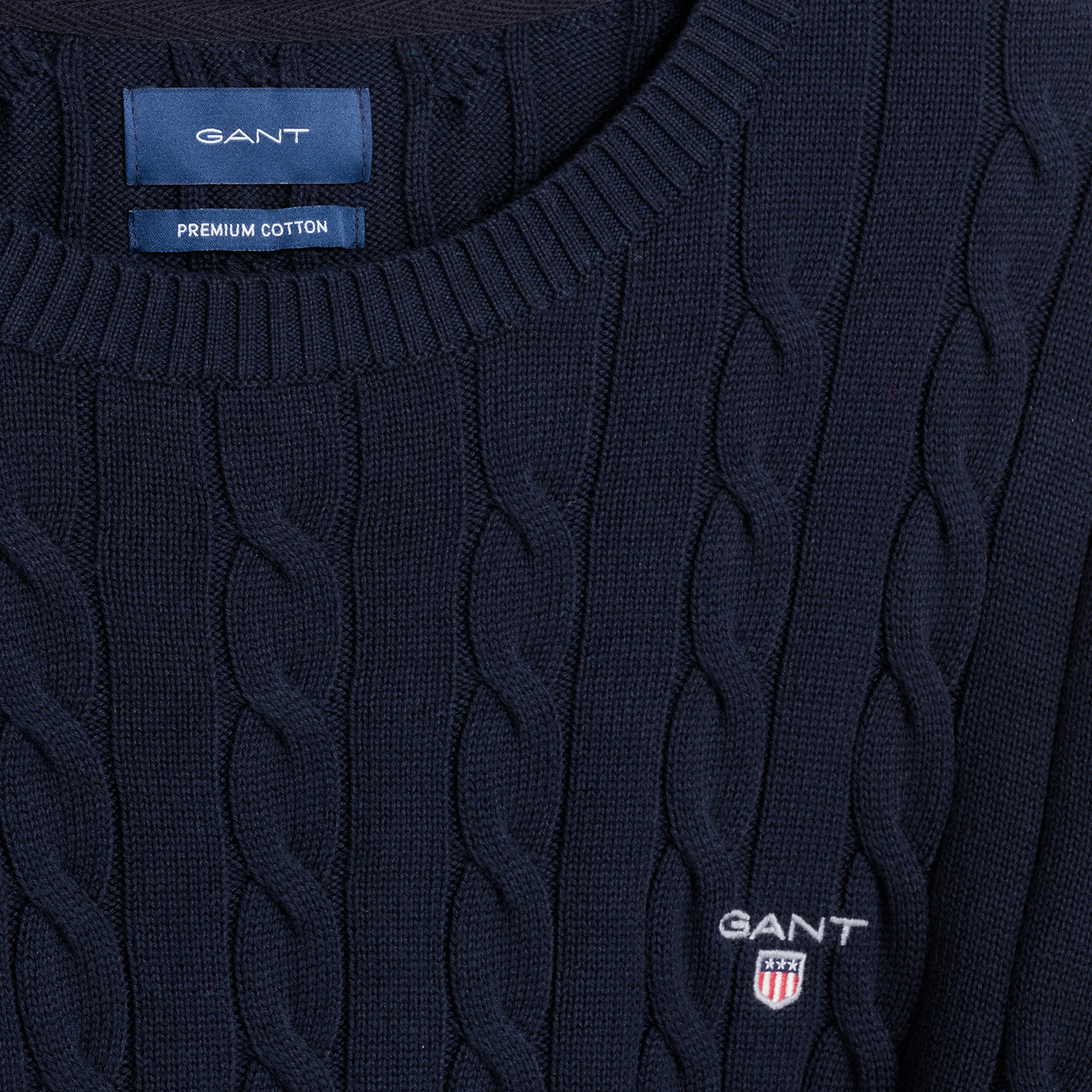 Gant Erkek Lacivert Regular Fit Bisiklet Yaka Kazak