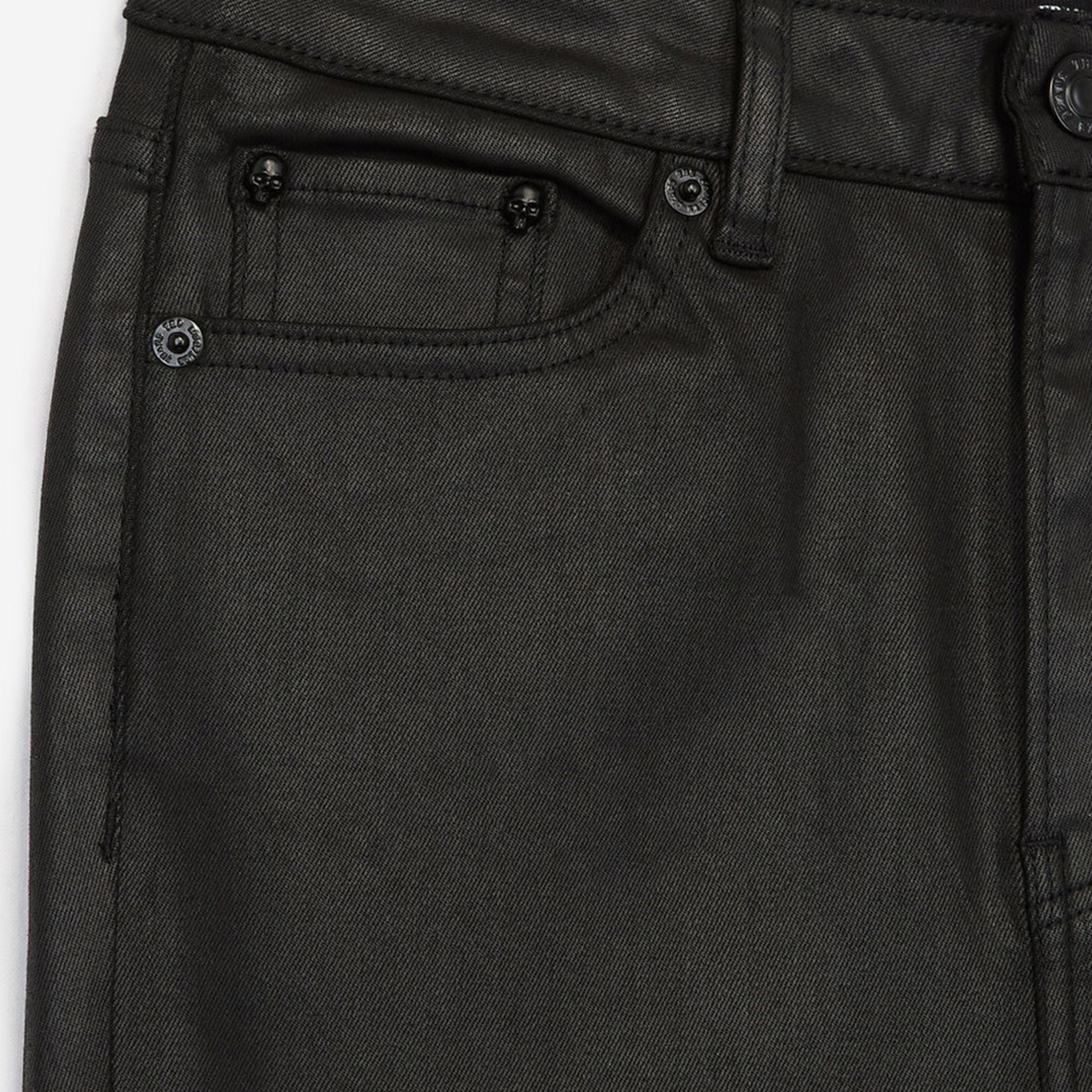 KADIN SLIM FIT DERİ GÖRÜNÜMLÜ SİYAH PANTOLON