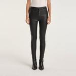 KADIN SLIM FIT DERİ GÖRÜNÜMLÜ SİYAH PANTOLON