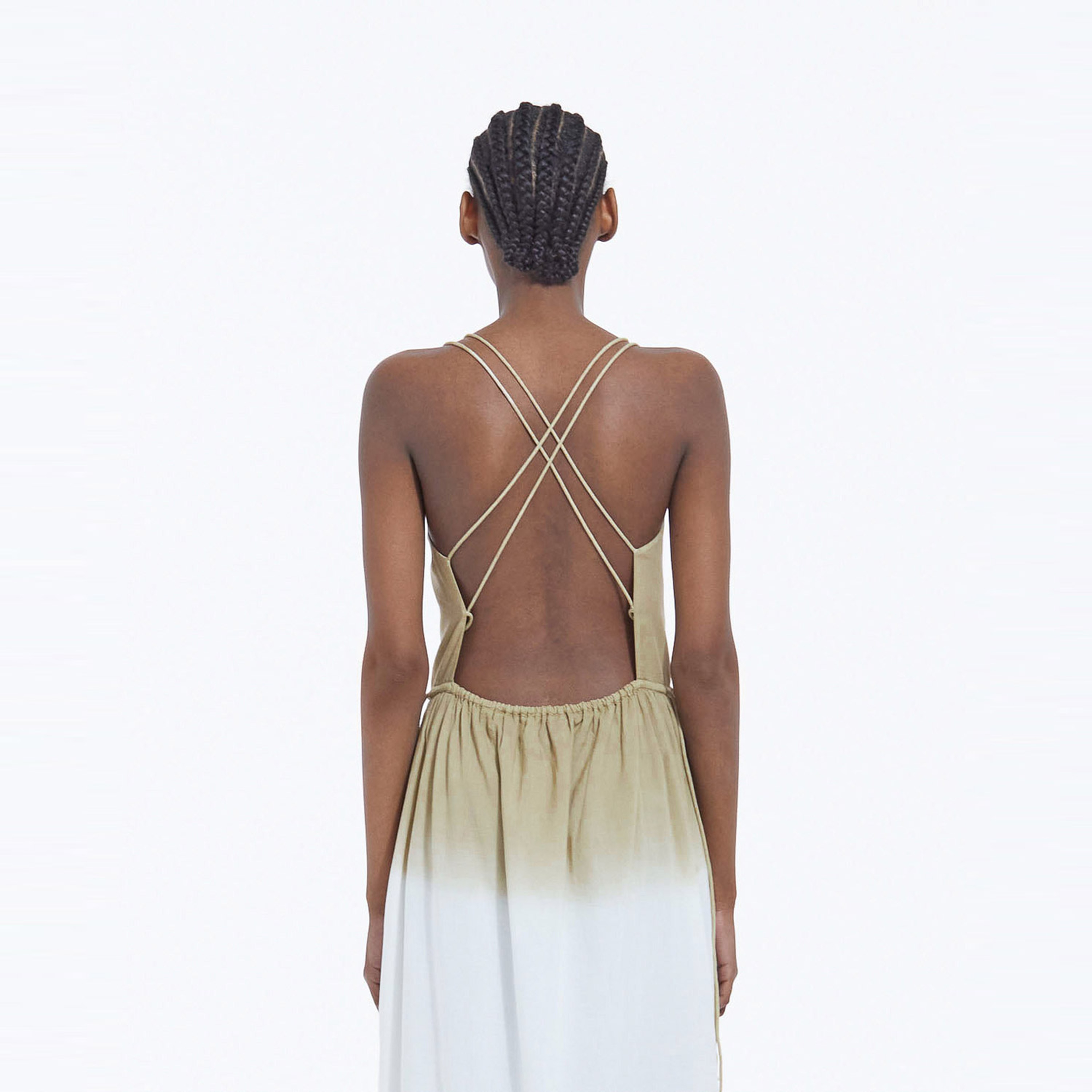 KADIN İNCE ASKILI DEGRADE HAKİ ELBİSE