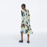 KADIN ÇİÇEK DESENLİ YEŞİL ELBİSE