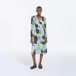 KADIN ÇİÇEK DESENLİ YEŞİL ELBİSE