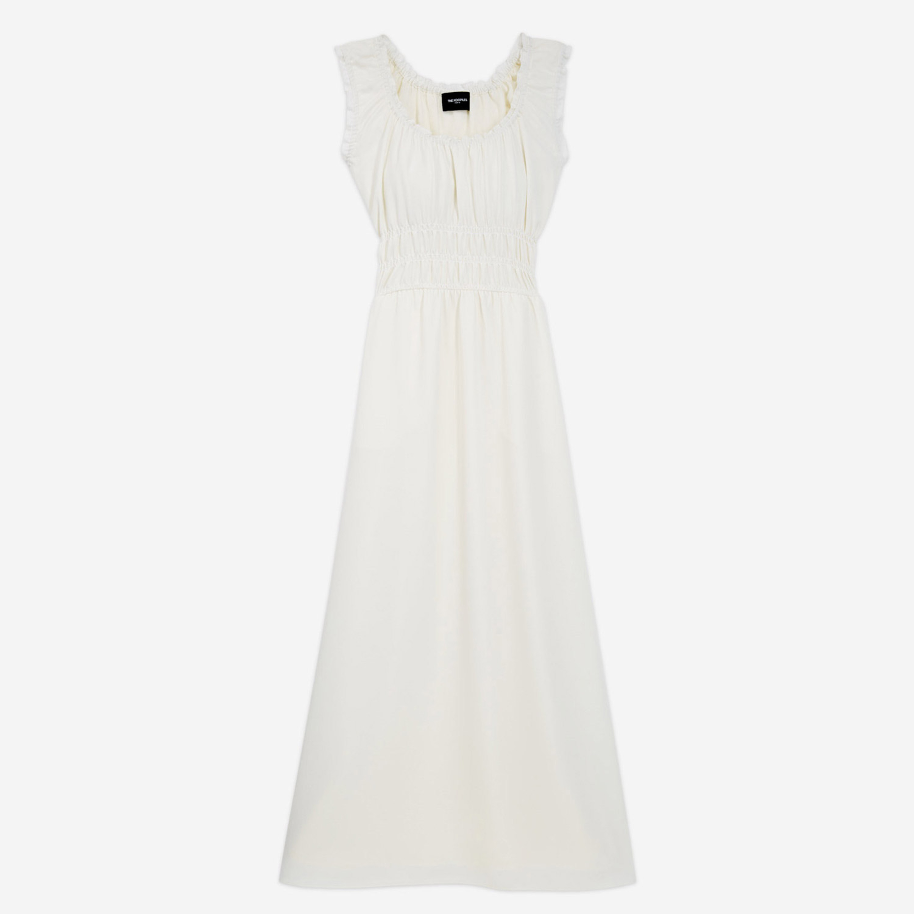 KADIN KOLLARI FIRFIRLI BEYAZ ELBİSE